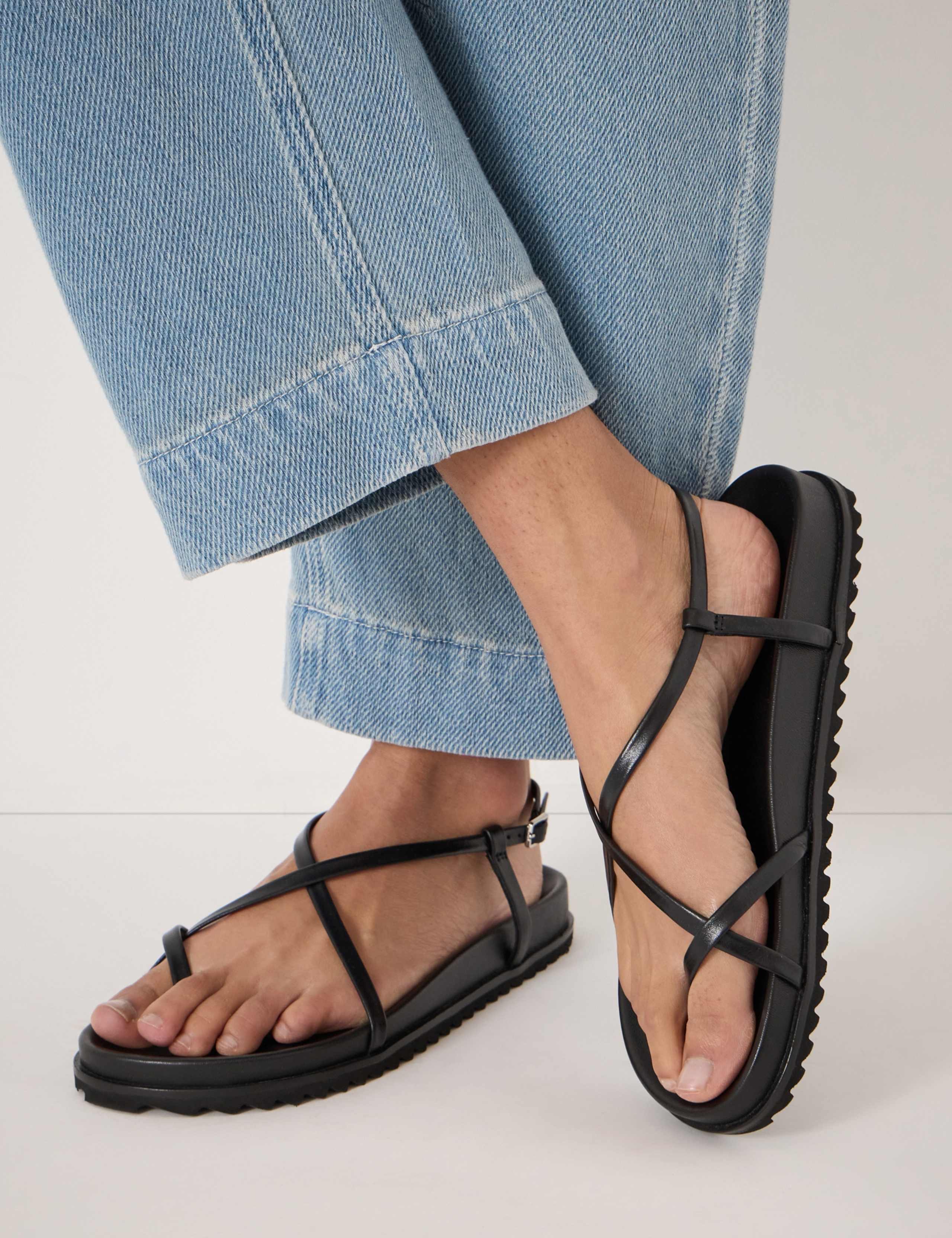 Leather Strappy Footbed Flat Sandals 7 of 7