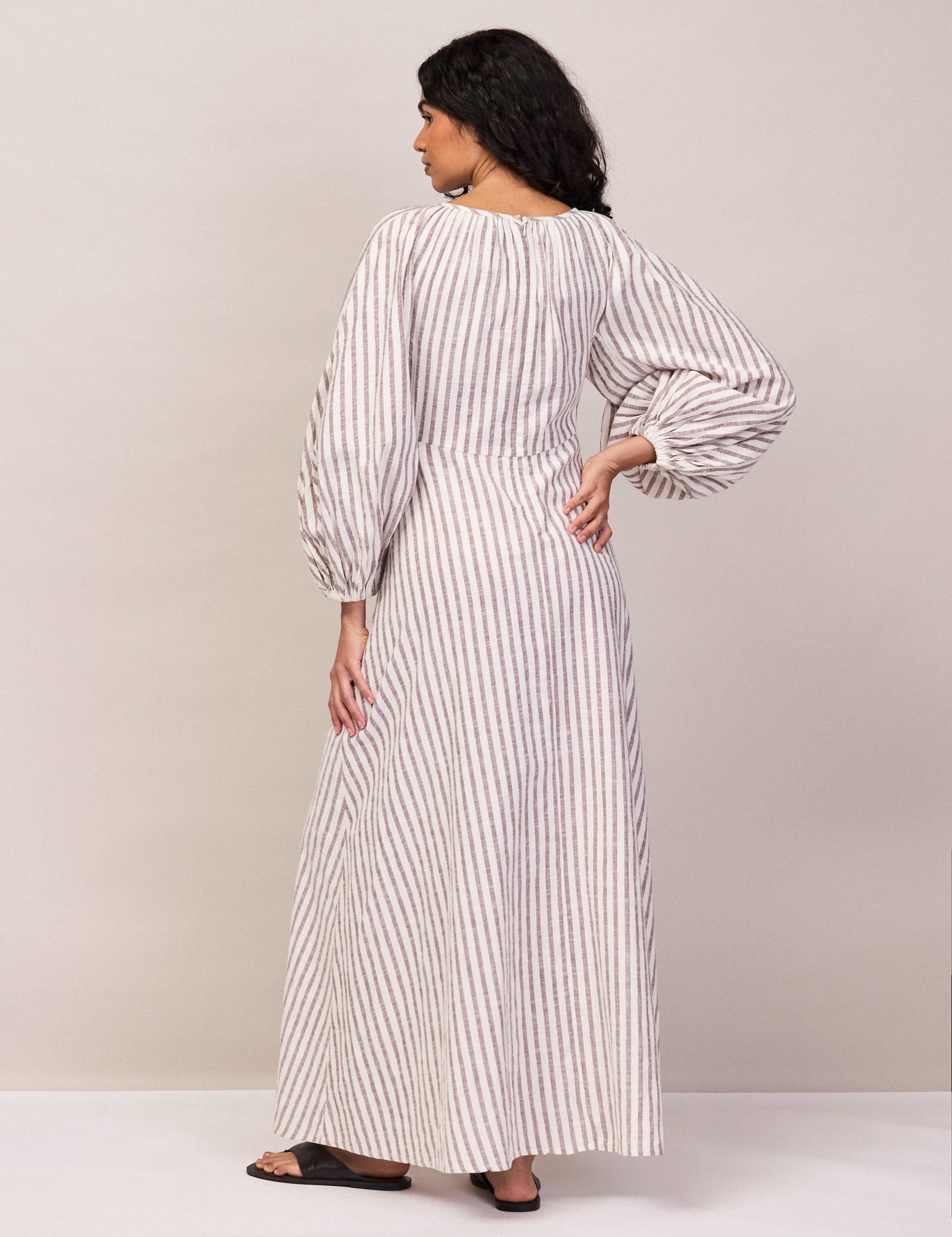 Pure Cotton Striped Tie Neck Maxi Dress 3 of 6