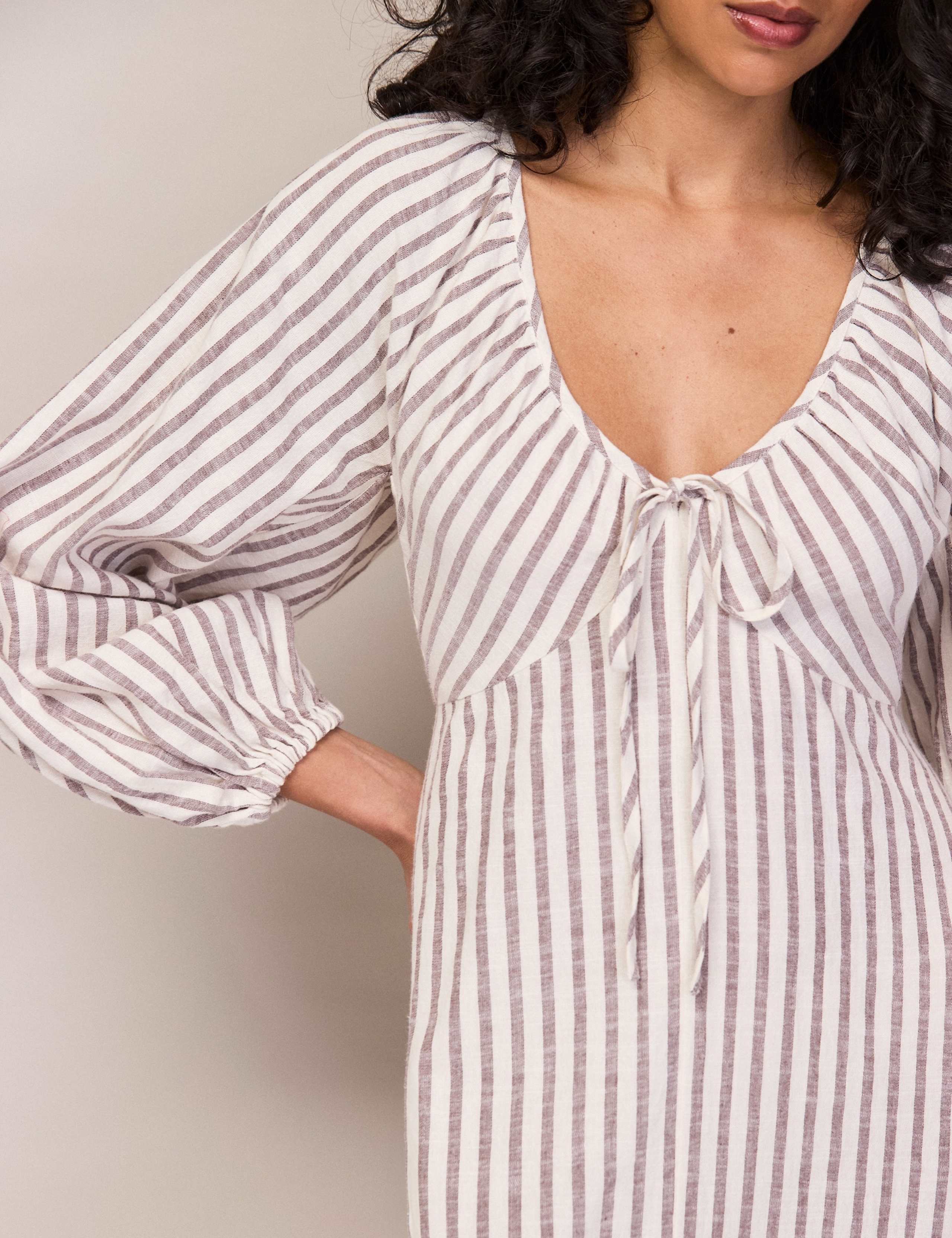 Pure Cotton Striped Tie Neck Maxi Dress 6 of 6