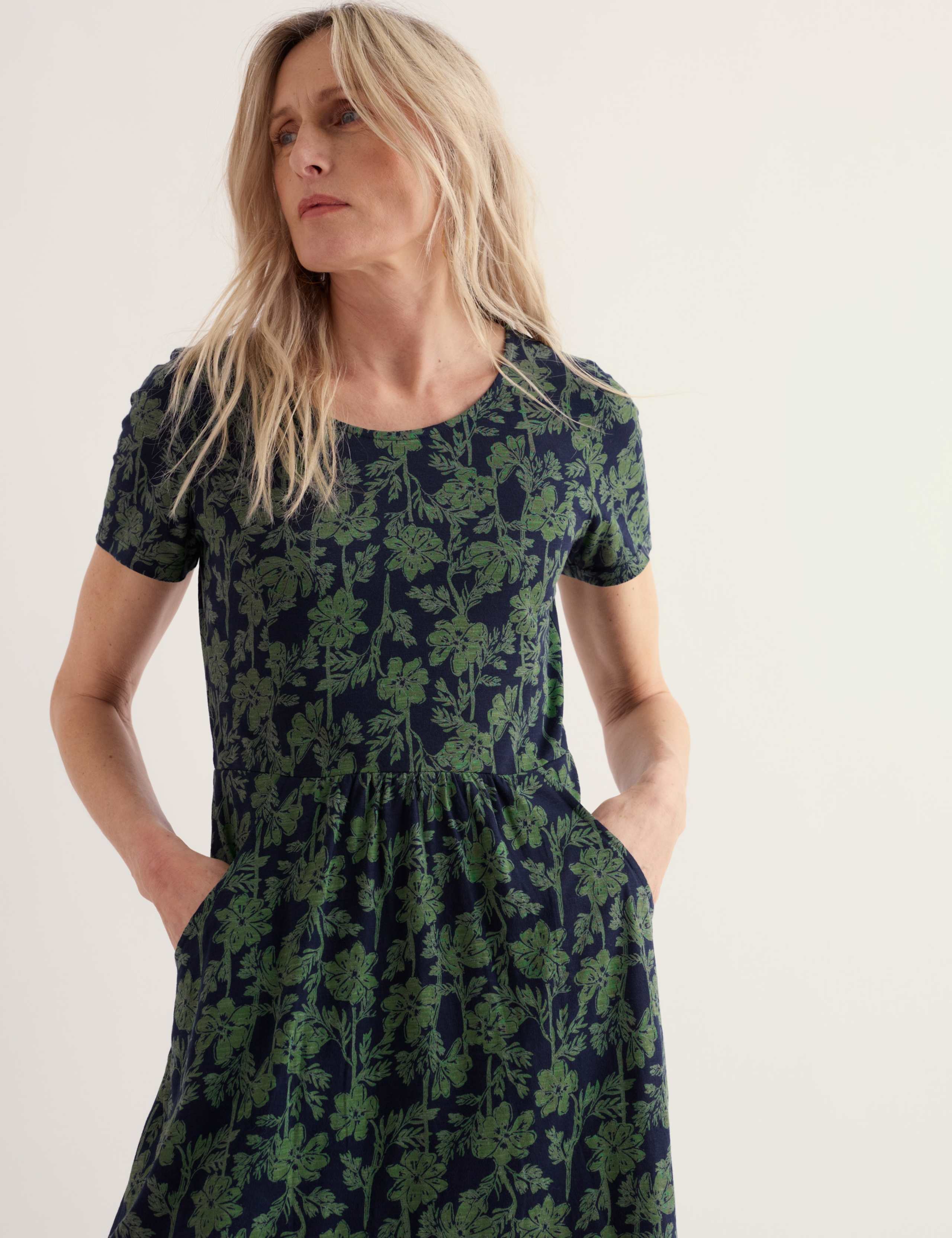 Pure Cotton Floral Midi Skater Dress 4 of 5