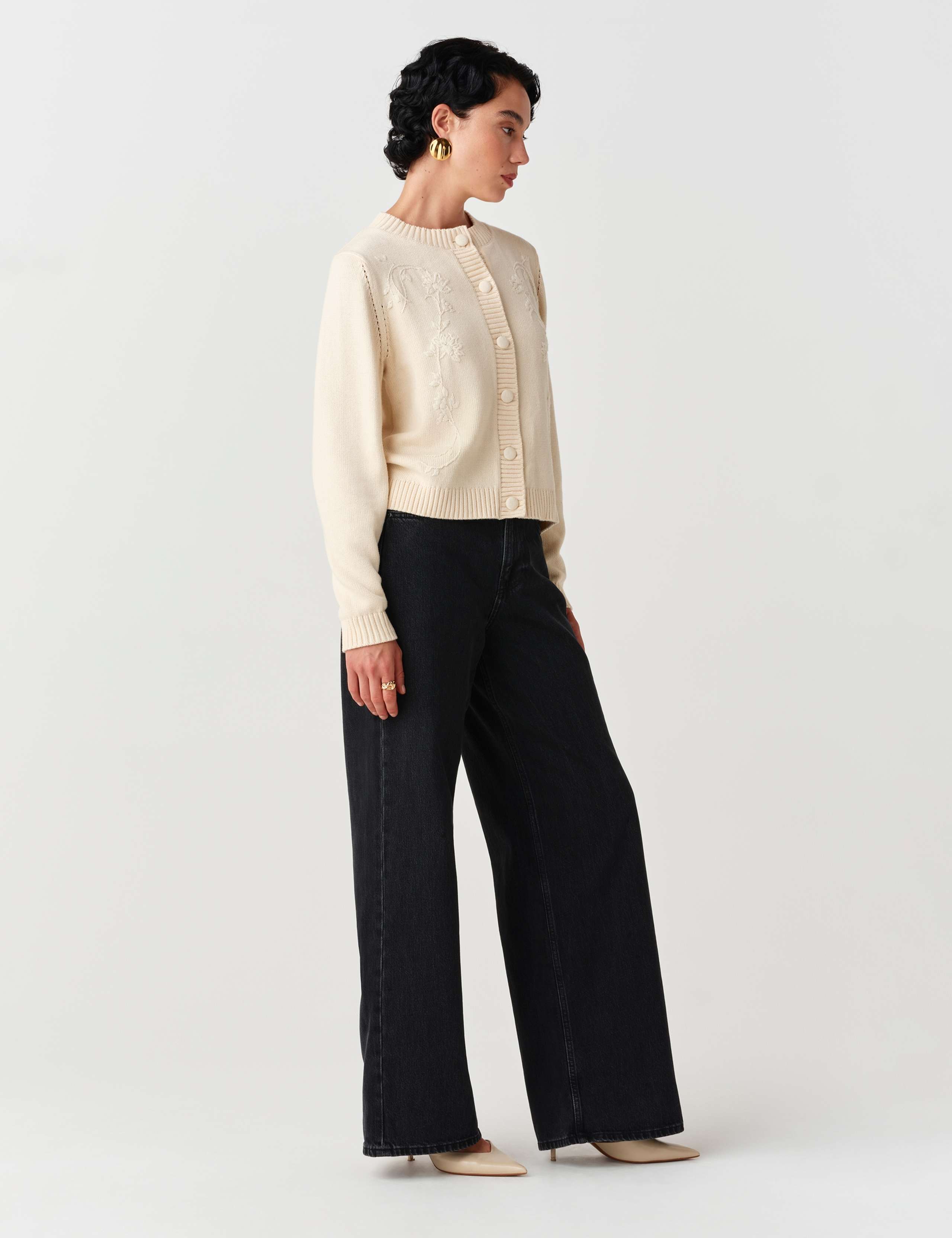 Pure Cotton Embroidered Button Front Cardigan 2 of 11