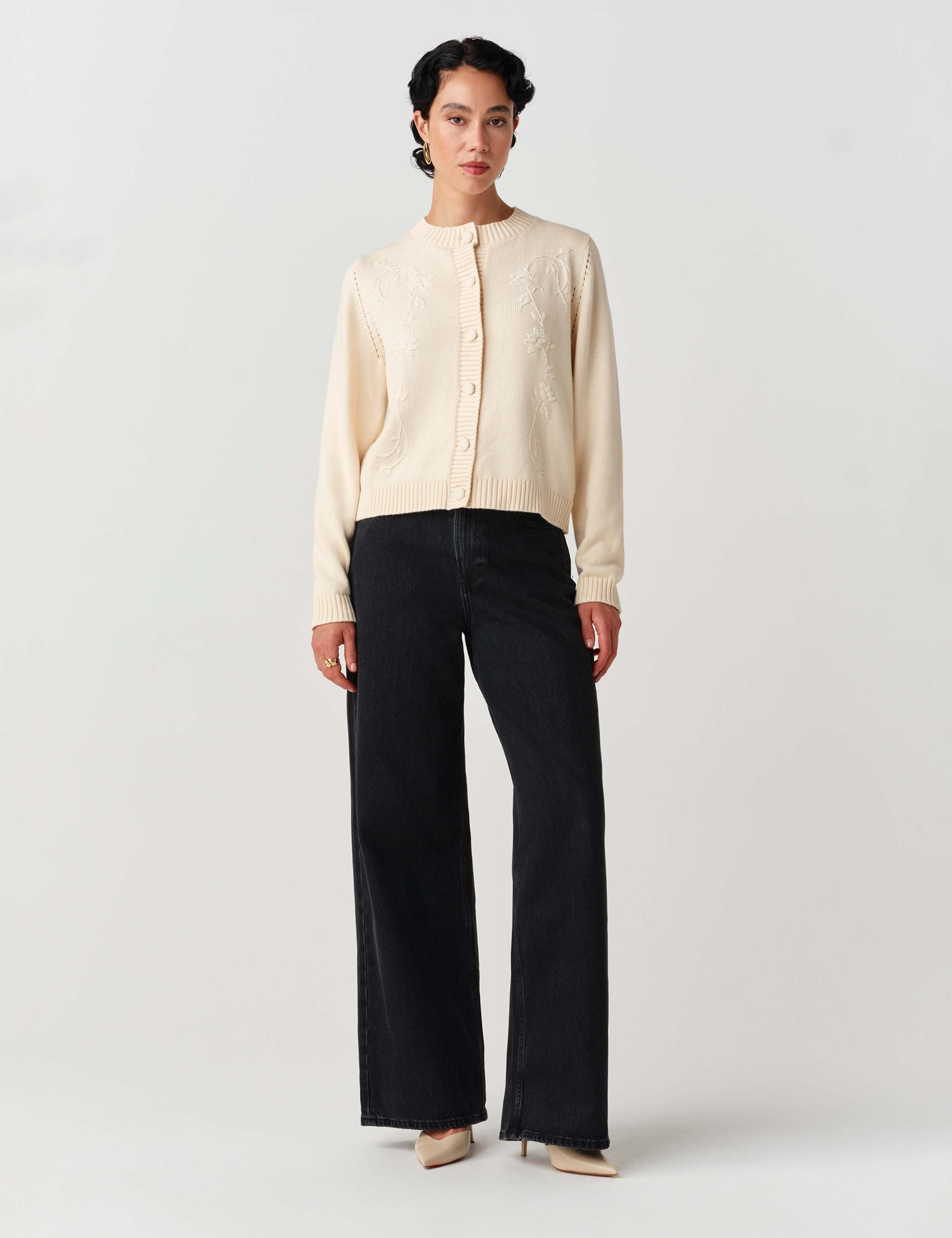 Pure Cotton Embroidered Button Front Cardigan 11 of 11