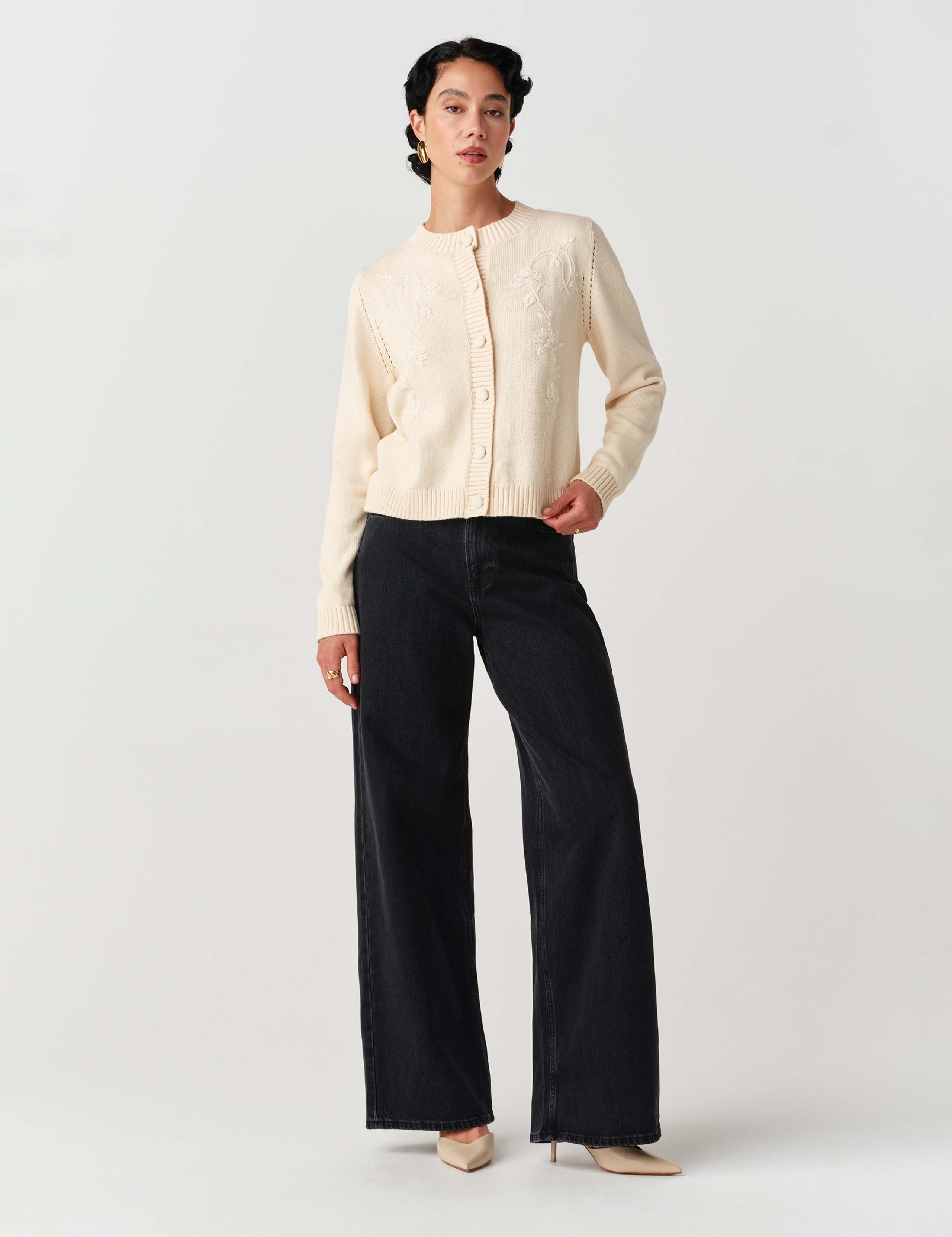 Pure Cotton Embroidered Button Front Cardigan 3 of 11