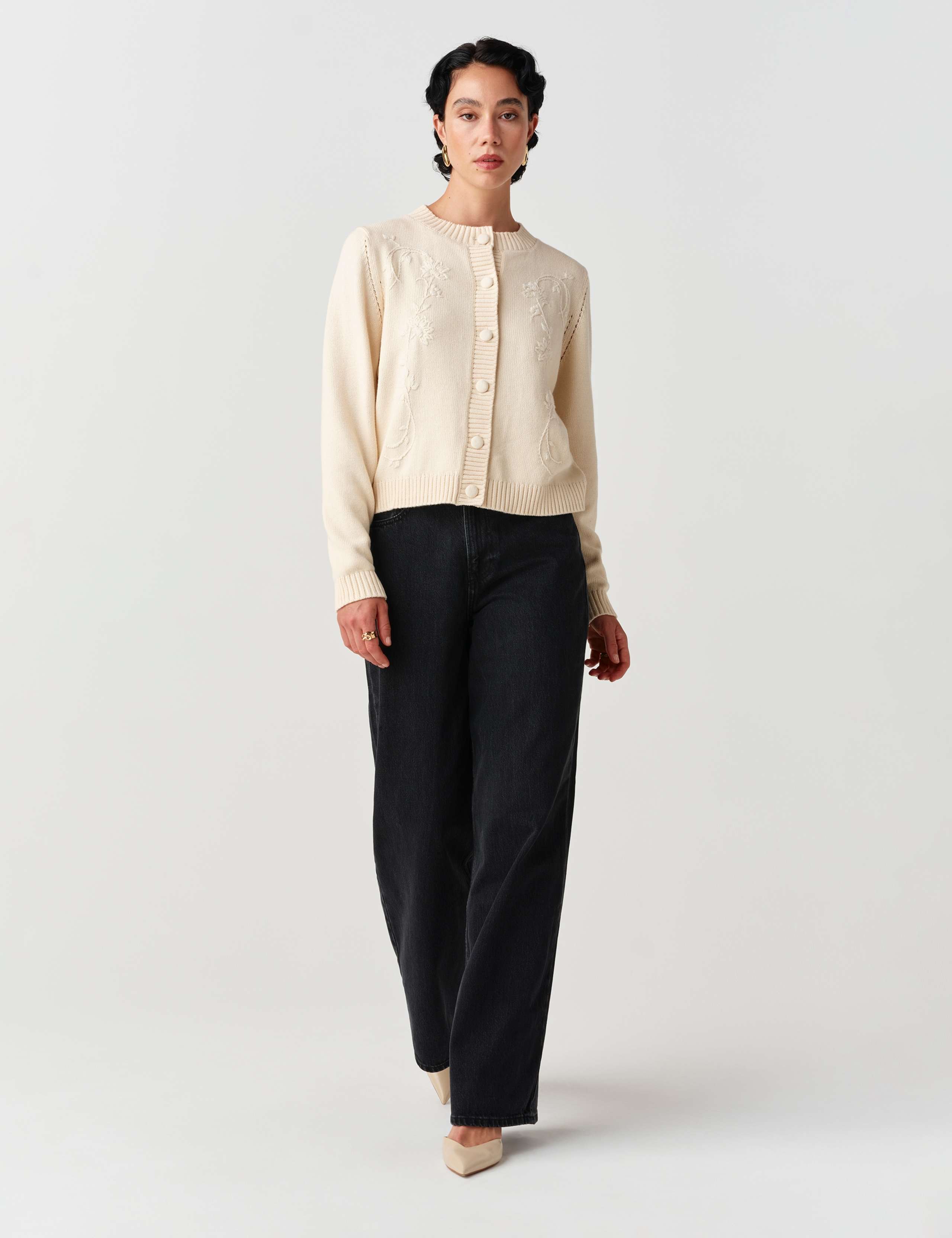 Pure Cotton Embroidered Button Front Cardigan 6 of 11