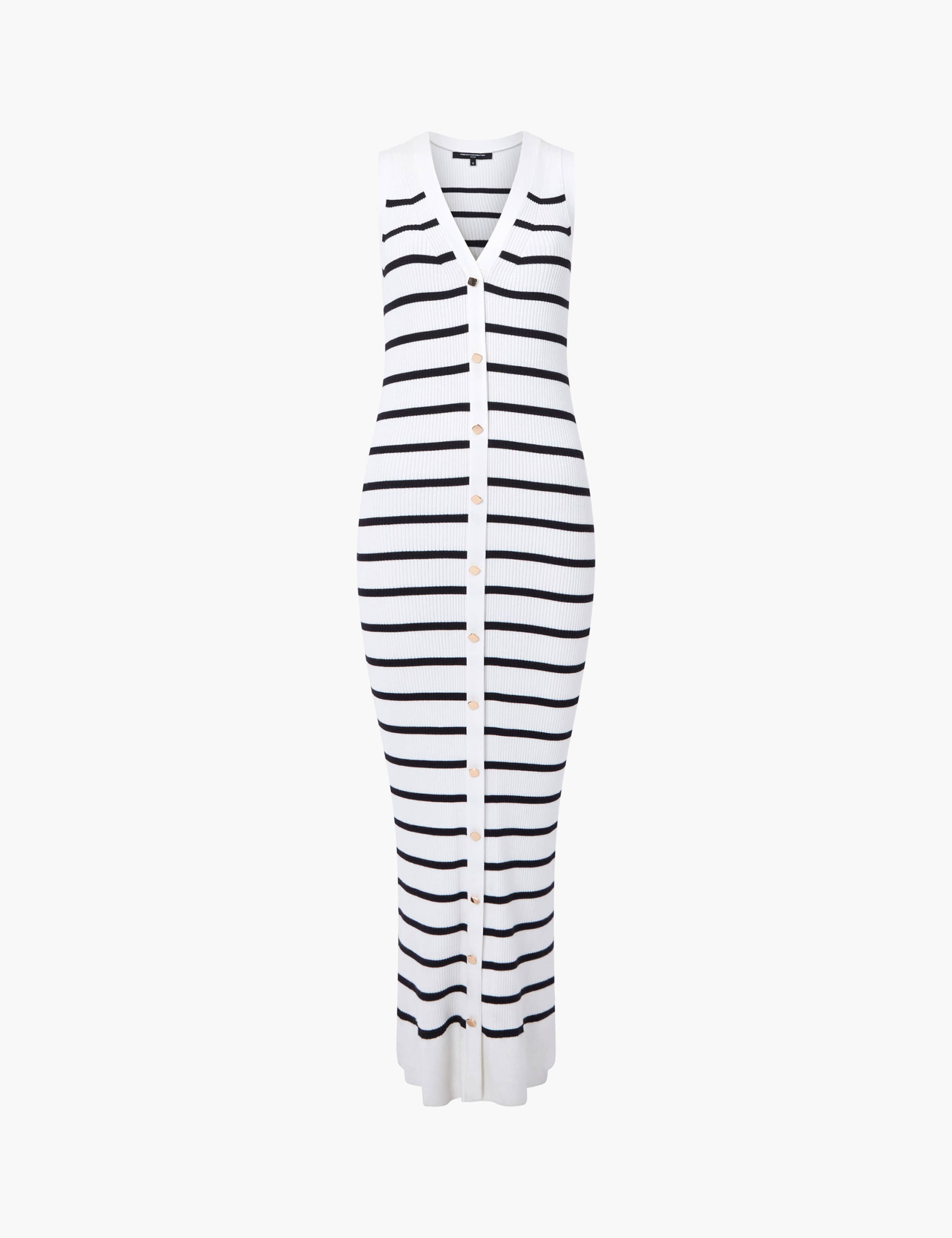 Knitted Striped V-Neck Midi Jumper Dress 2 of 3