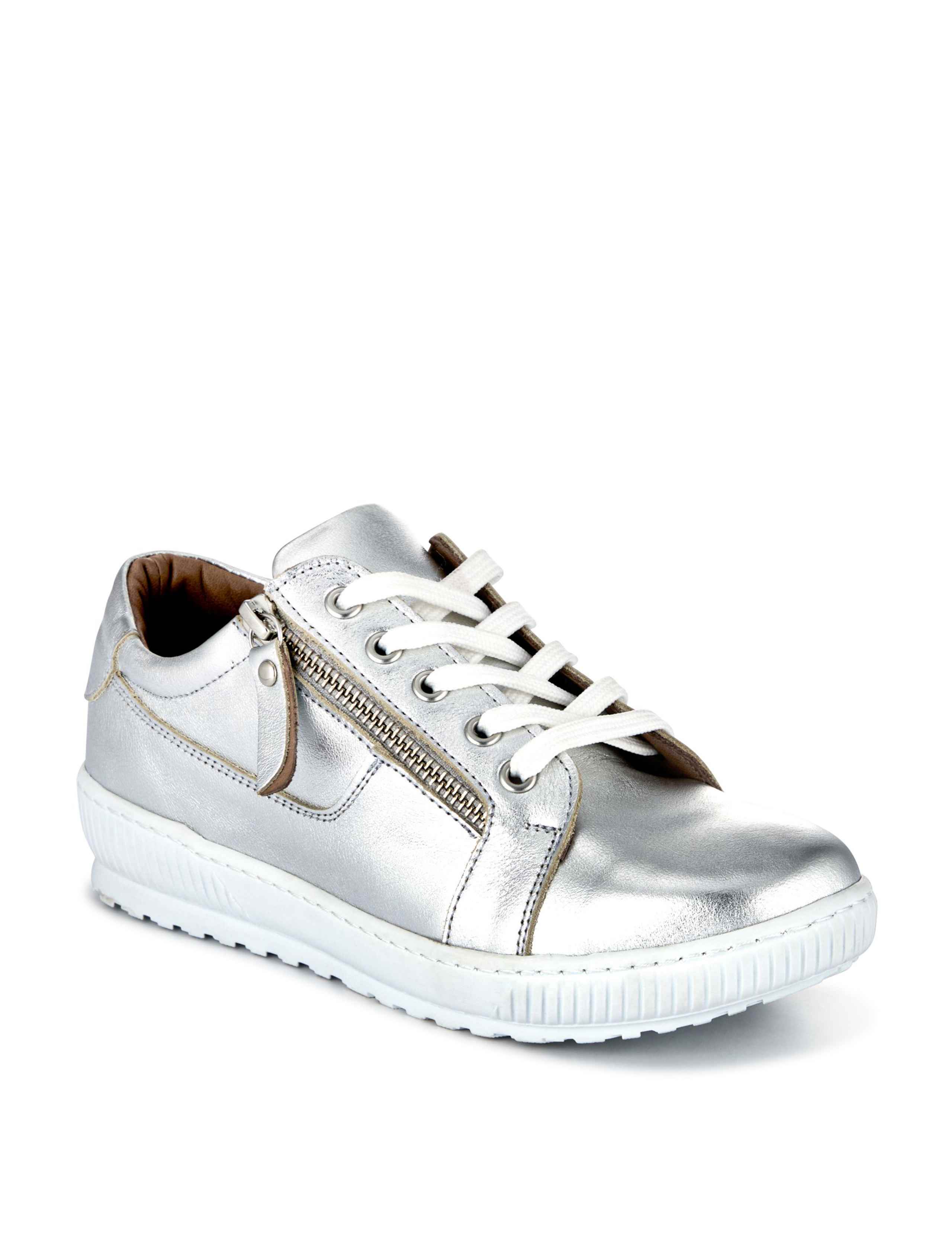 Wide Fit Leather Metallic Side Zip Trainers 3 of 7