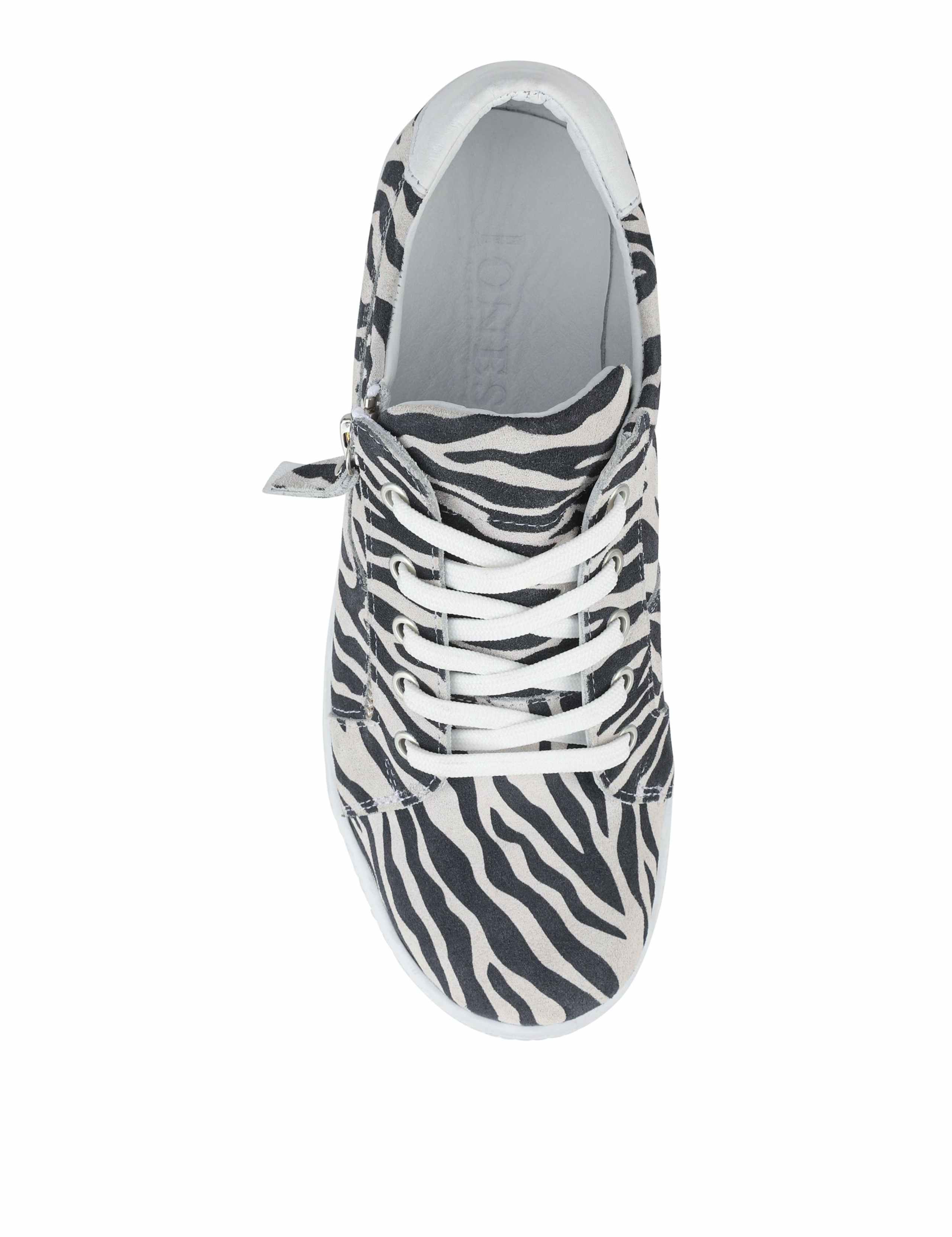 Wide Fit Leather Metallic Side Zip Trainers 2 of 6