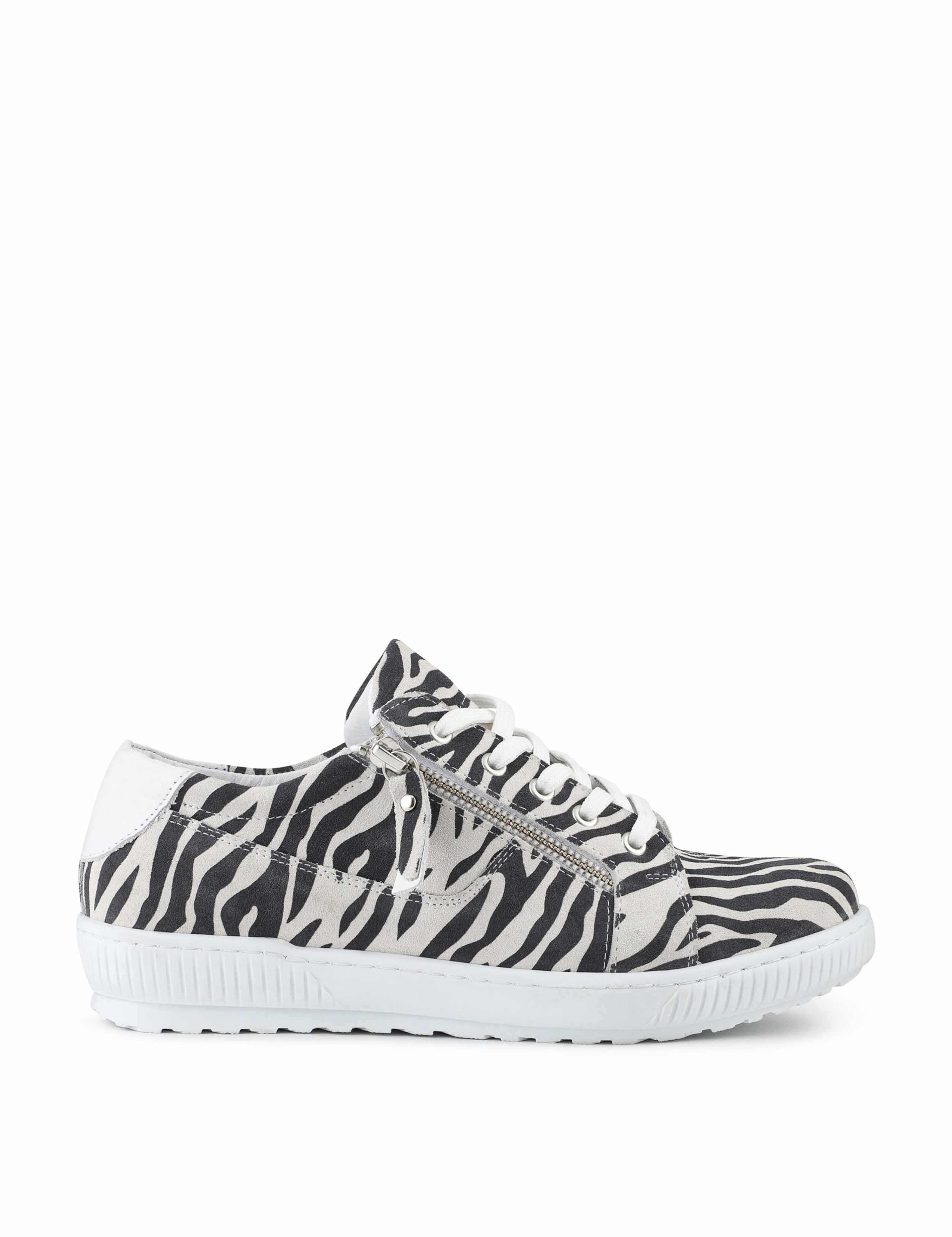 Wide Fit Leather Metallic Side Zip Trainers 2 of 7