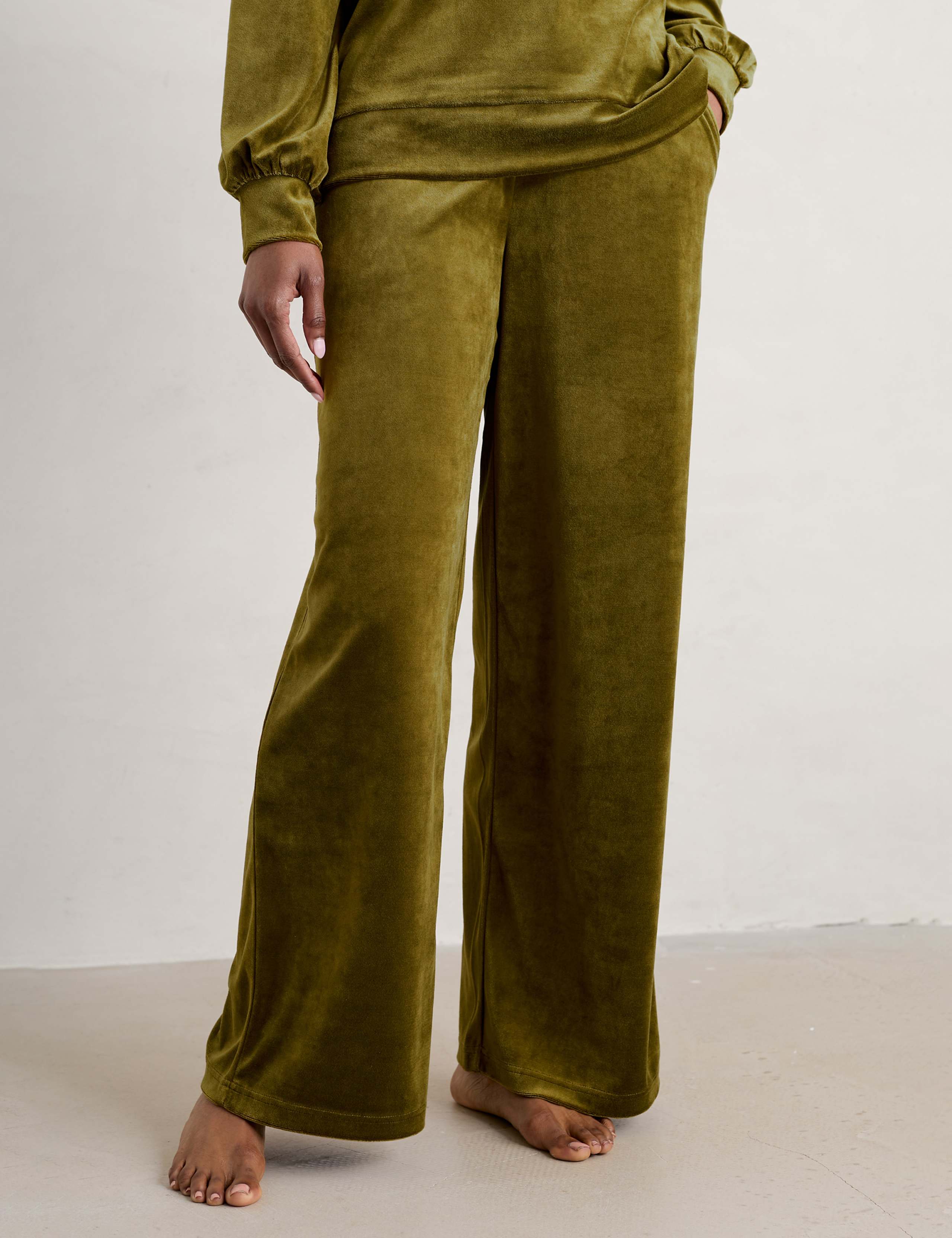 Velour Drawstring Wide Leg Trousers 1 of 5