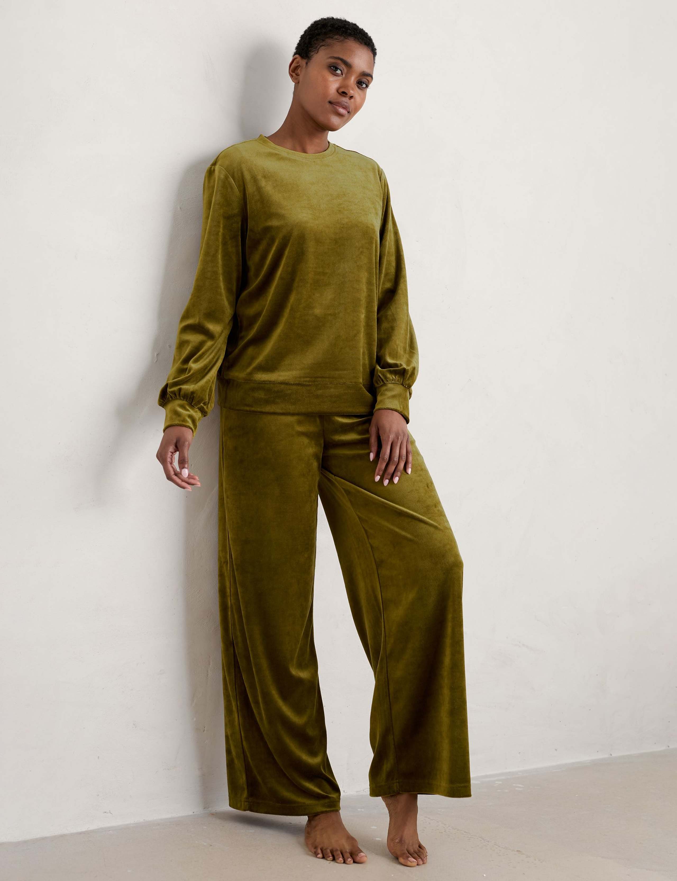 Velour Drawstring Wide Leg Trousers 3 of 5