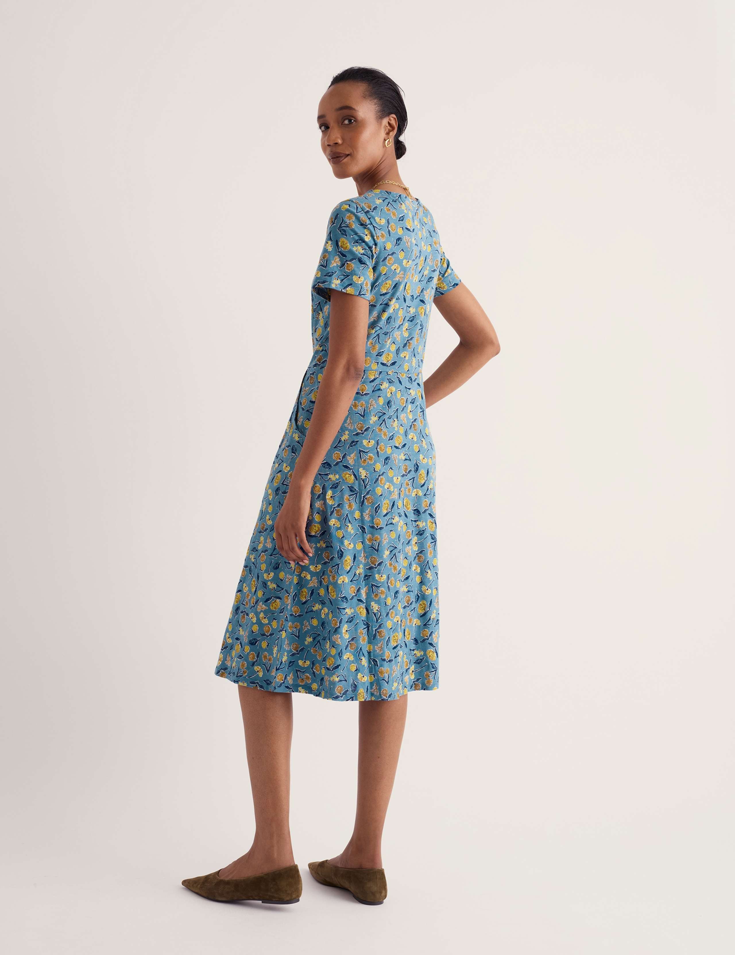 Pure Cotton Floral Midi Skater Dress 5 of 5