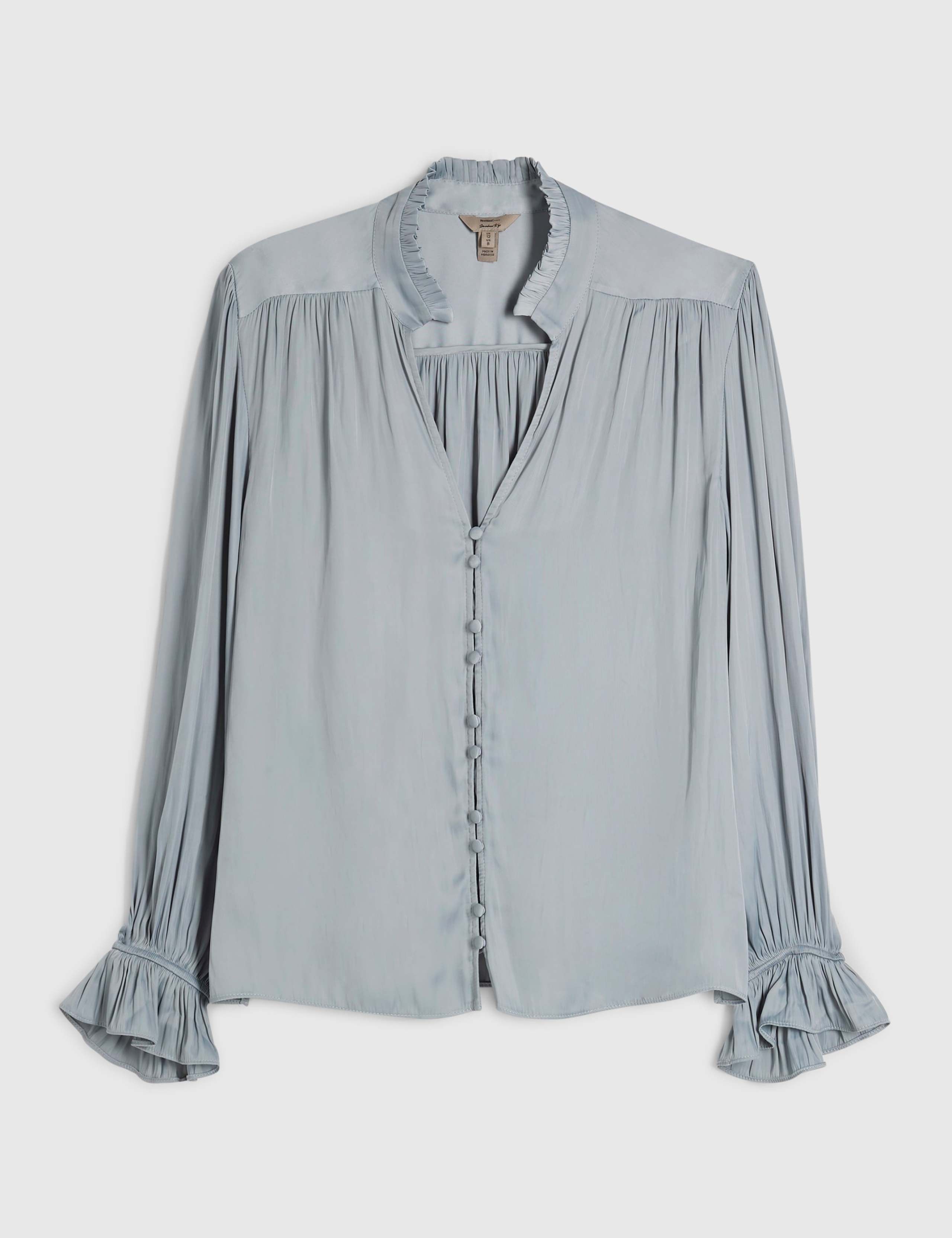 Plain High Neck Long Sleeve Blouse 2 of 5