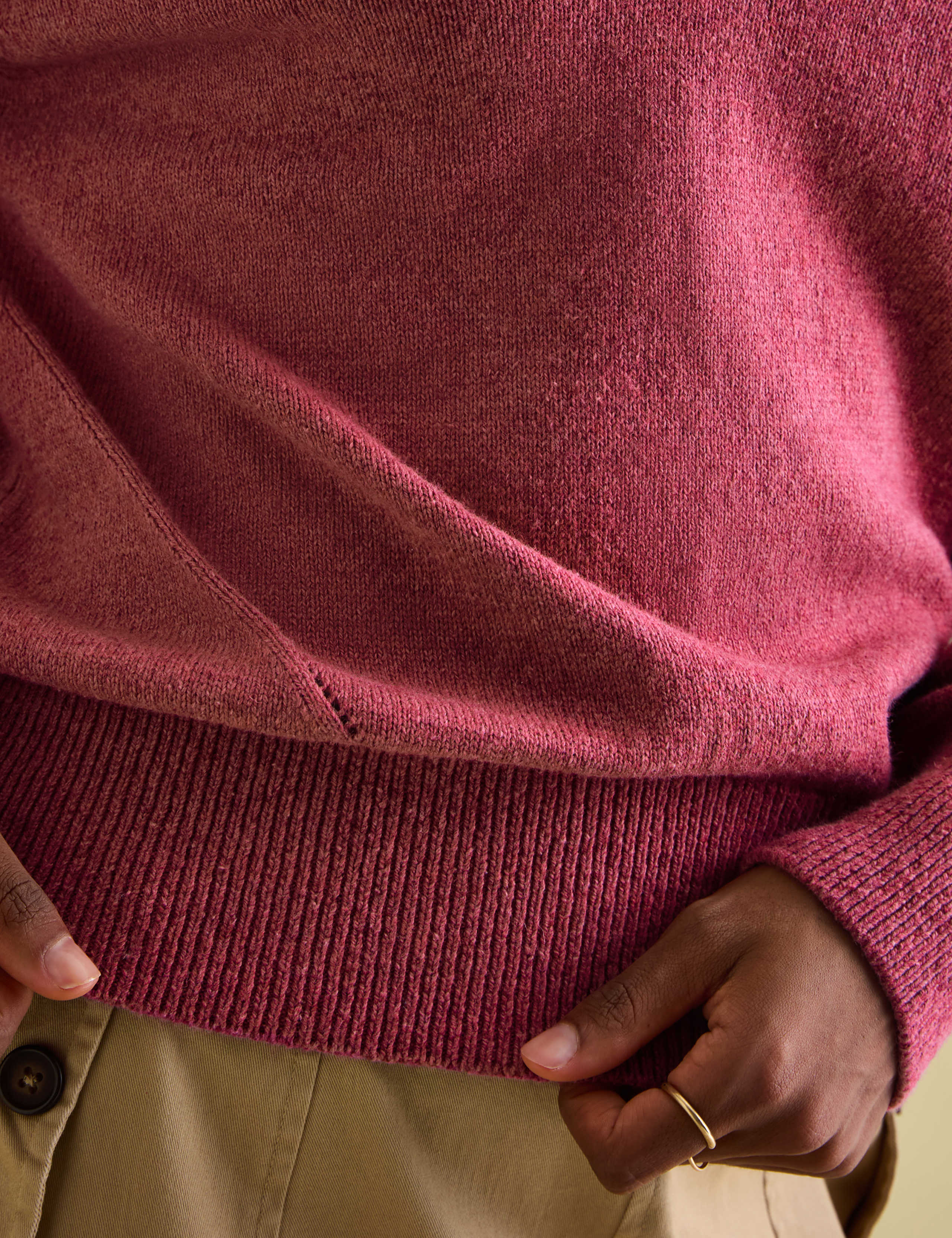 Pointelle Collared V-Neck Jumper with Wool 6 of 7