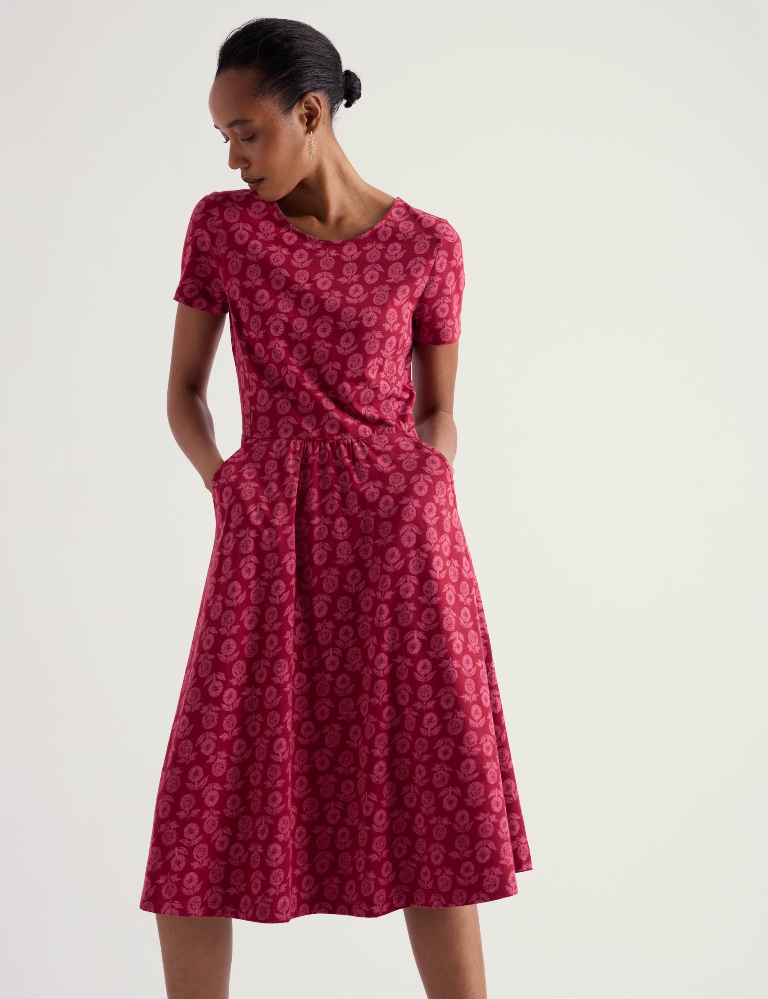 Jersey Floral Midi Skater Dress 3 of 5