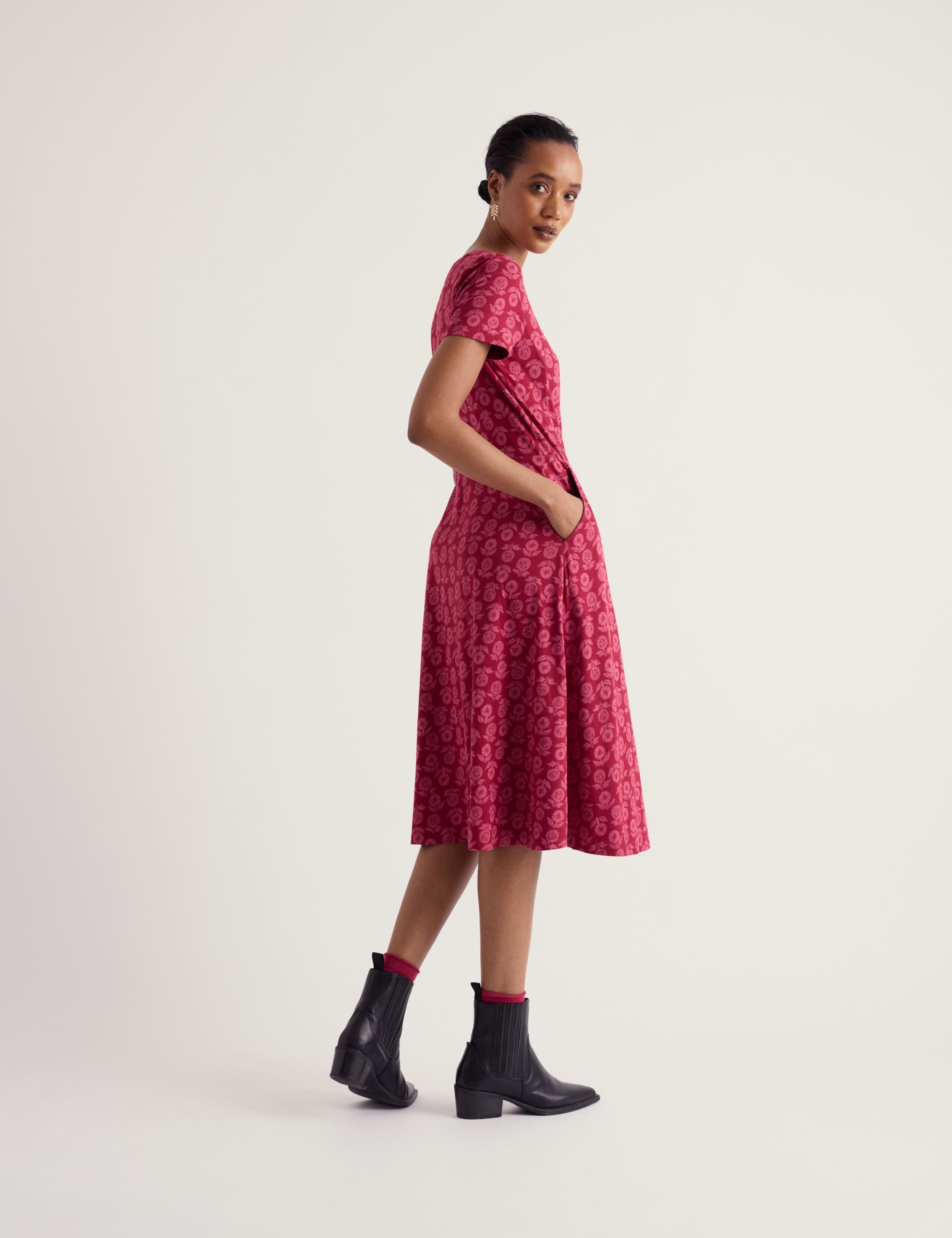 Jersey Floral Midi Skater Dress 5 of 5