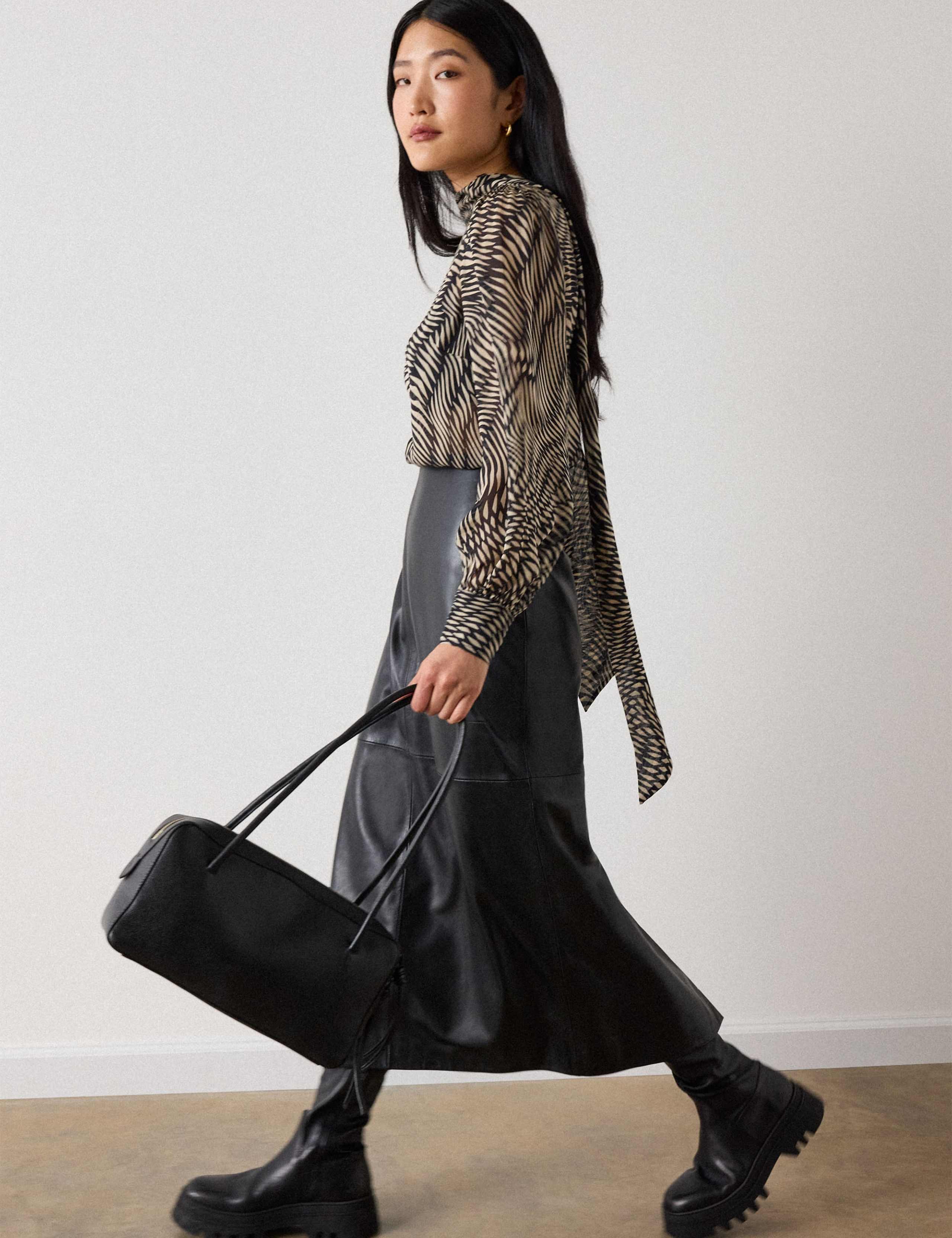 Sheer Geometric Viscose Cuffed Top 3 of 5