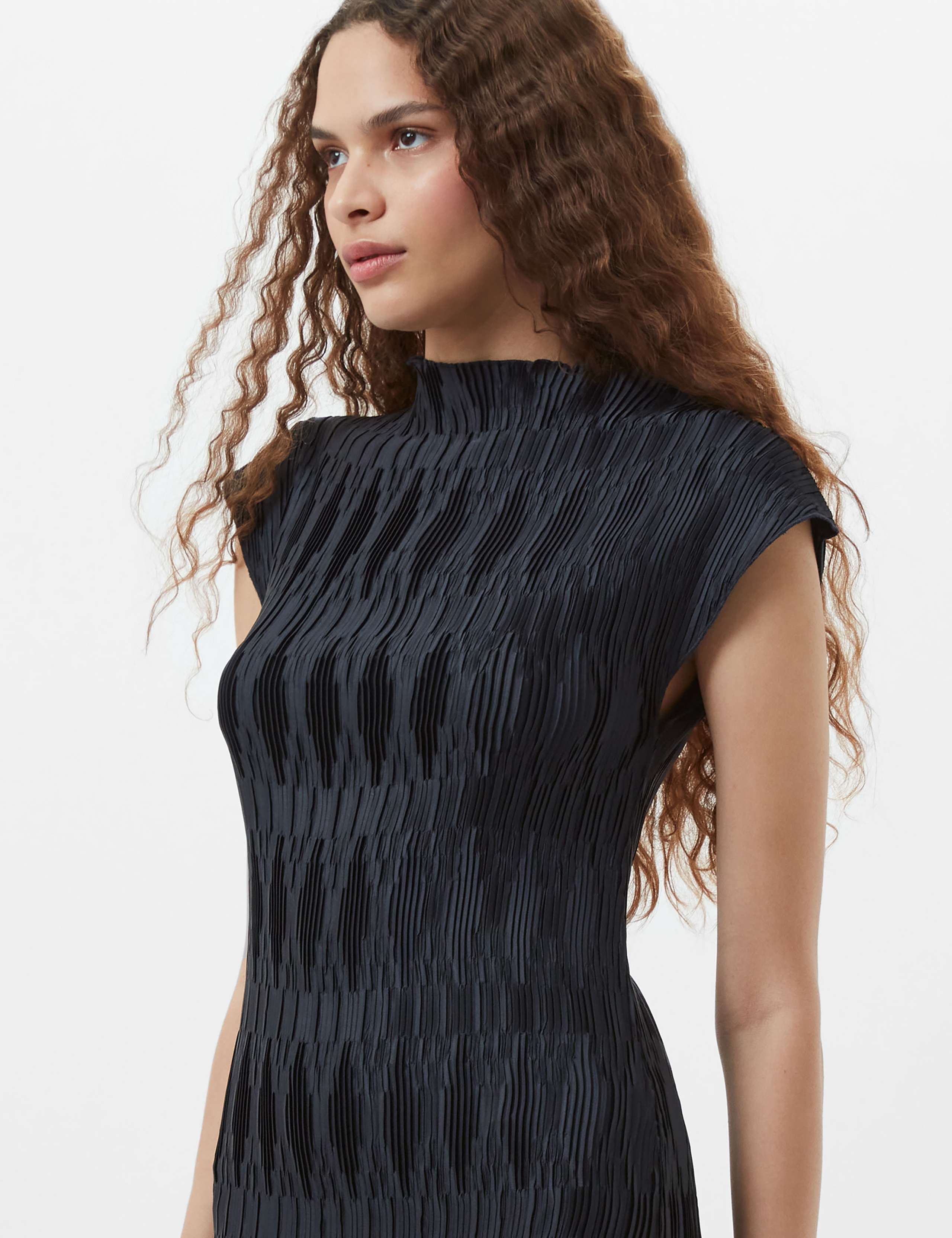 Plisse High Neck Midi Column Dress 3 of 3