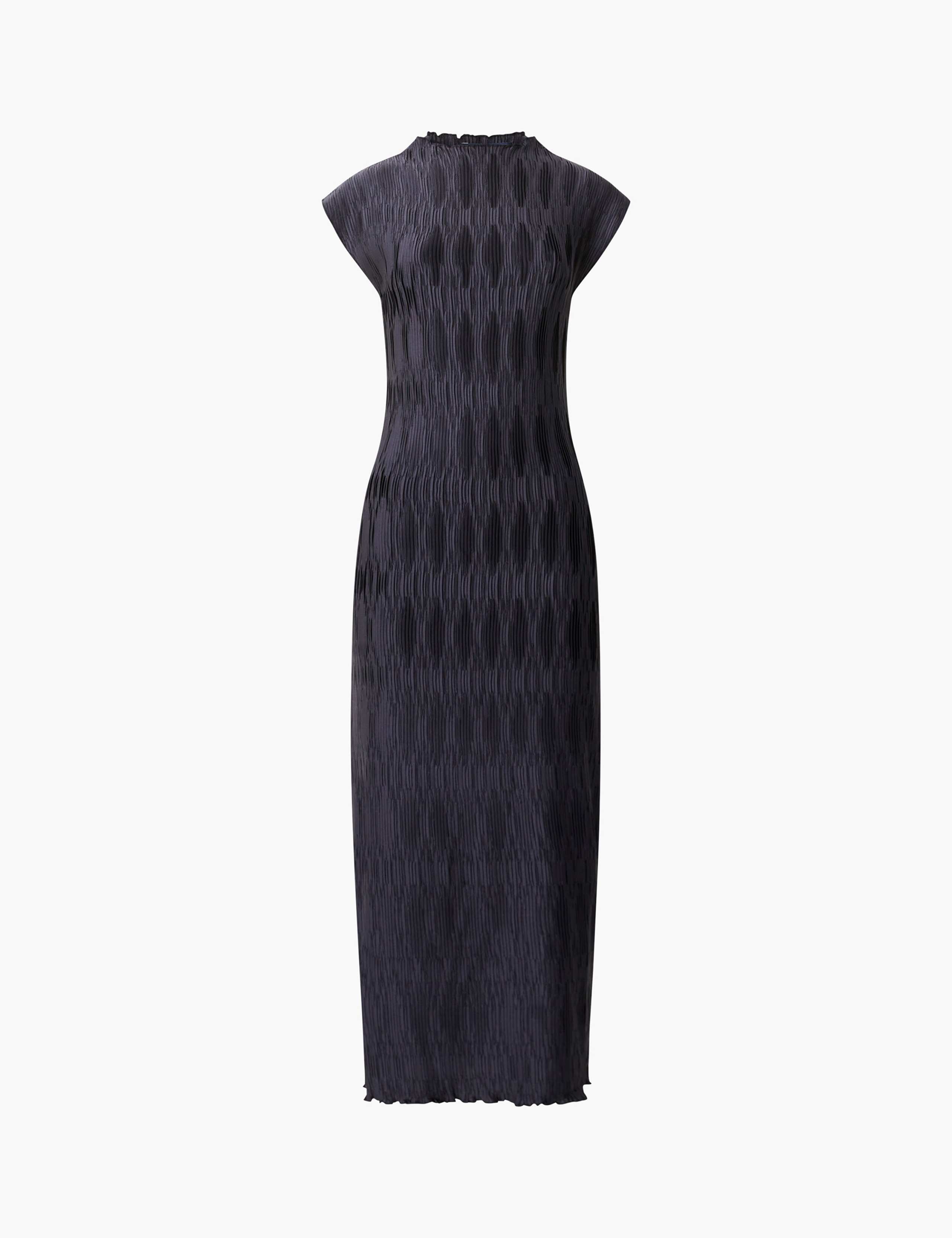 Plisse High Neck Midi Column Dress 2 of 3
