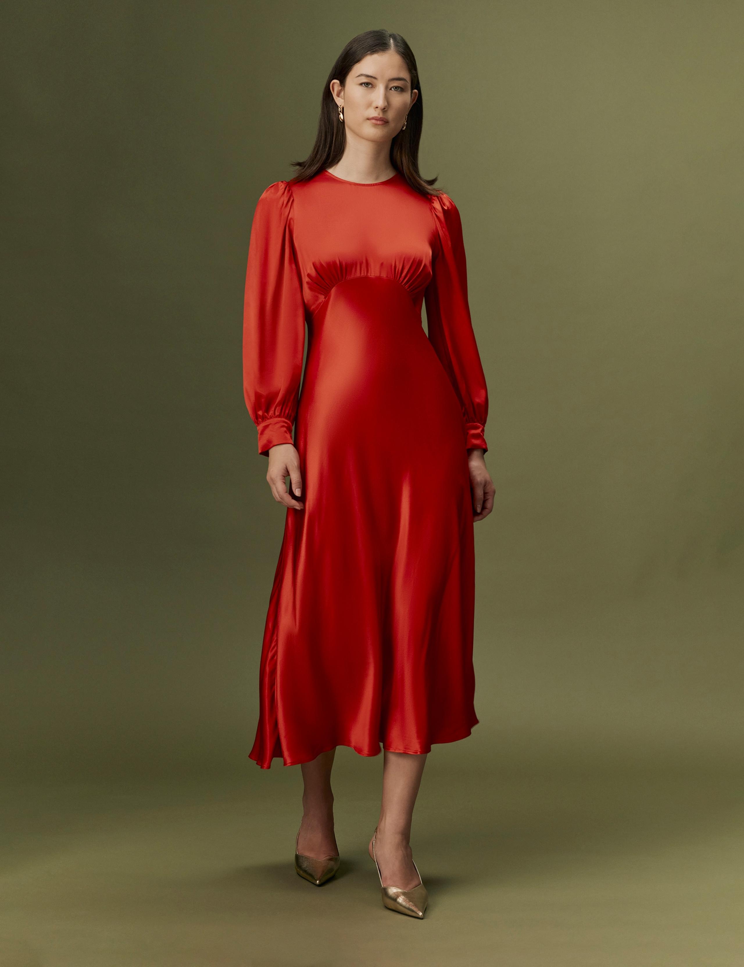 Satin Button Detail Midi Dress 2 of 10