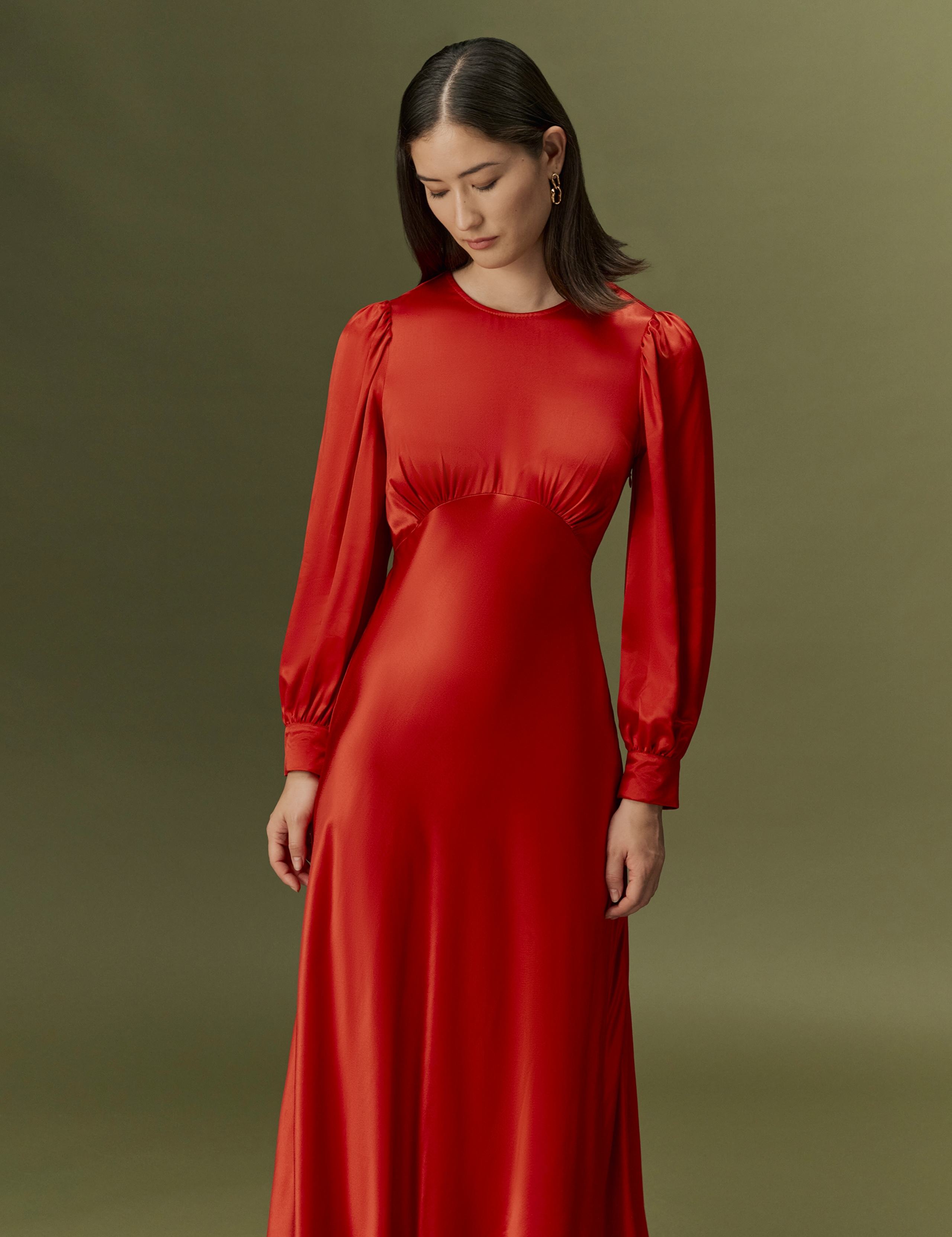 Satin Button Detail Midi Dress 3 of 10
