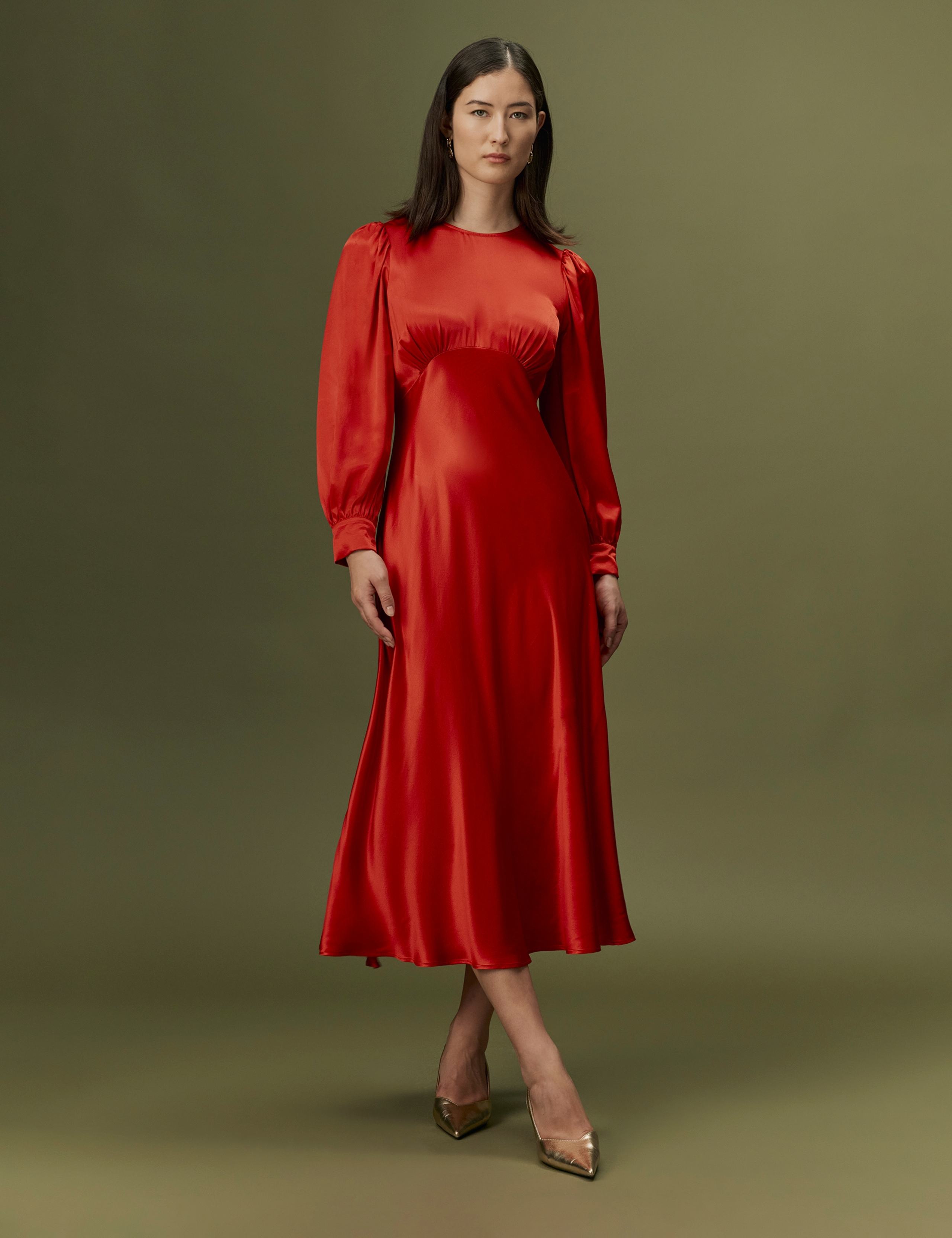 Satin Button Detail Midi Dress 4 of 10