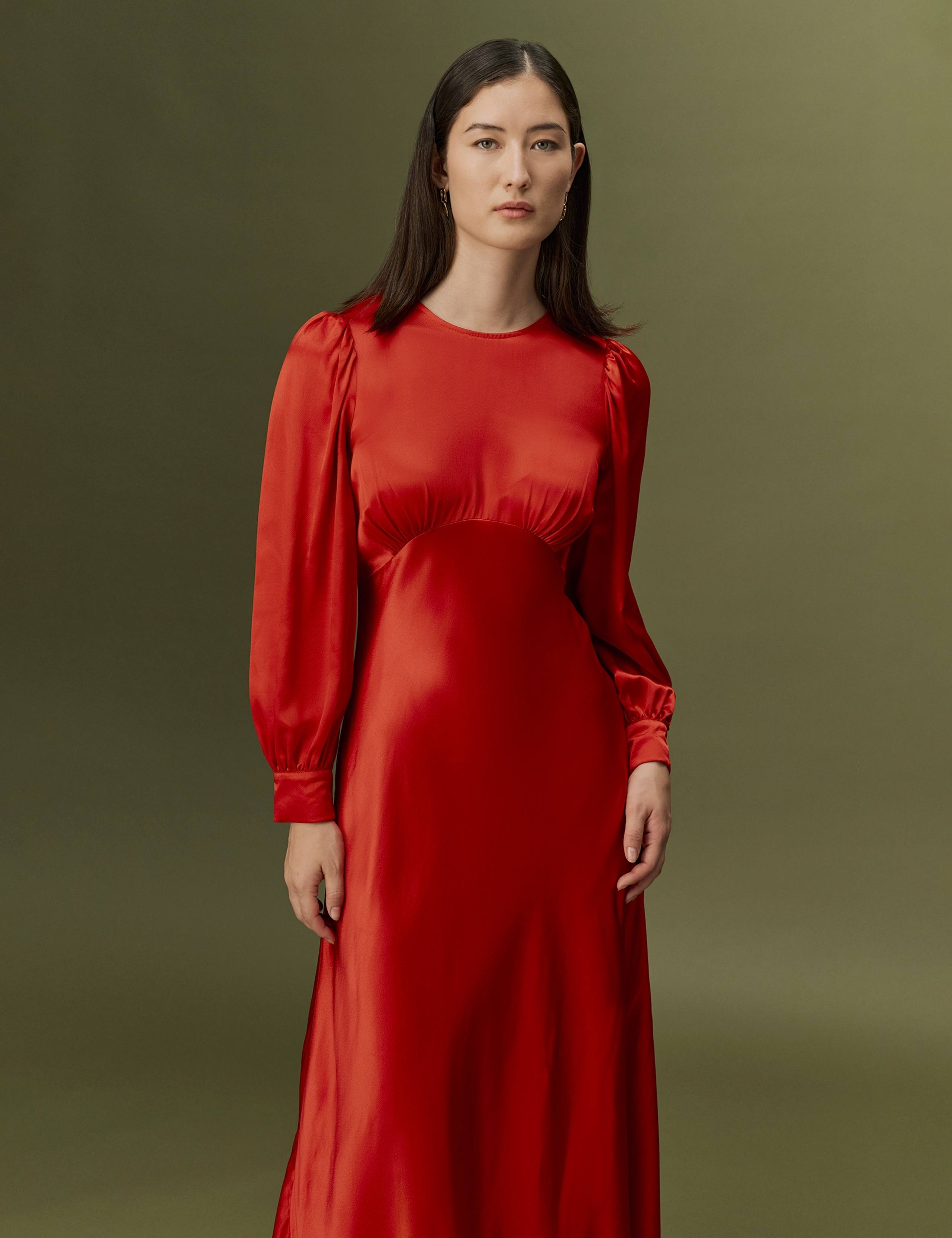 Satin Button Detail Midi Dress 6 of 10
