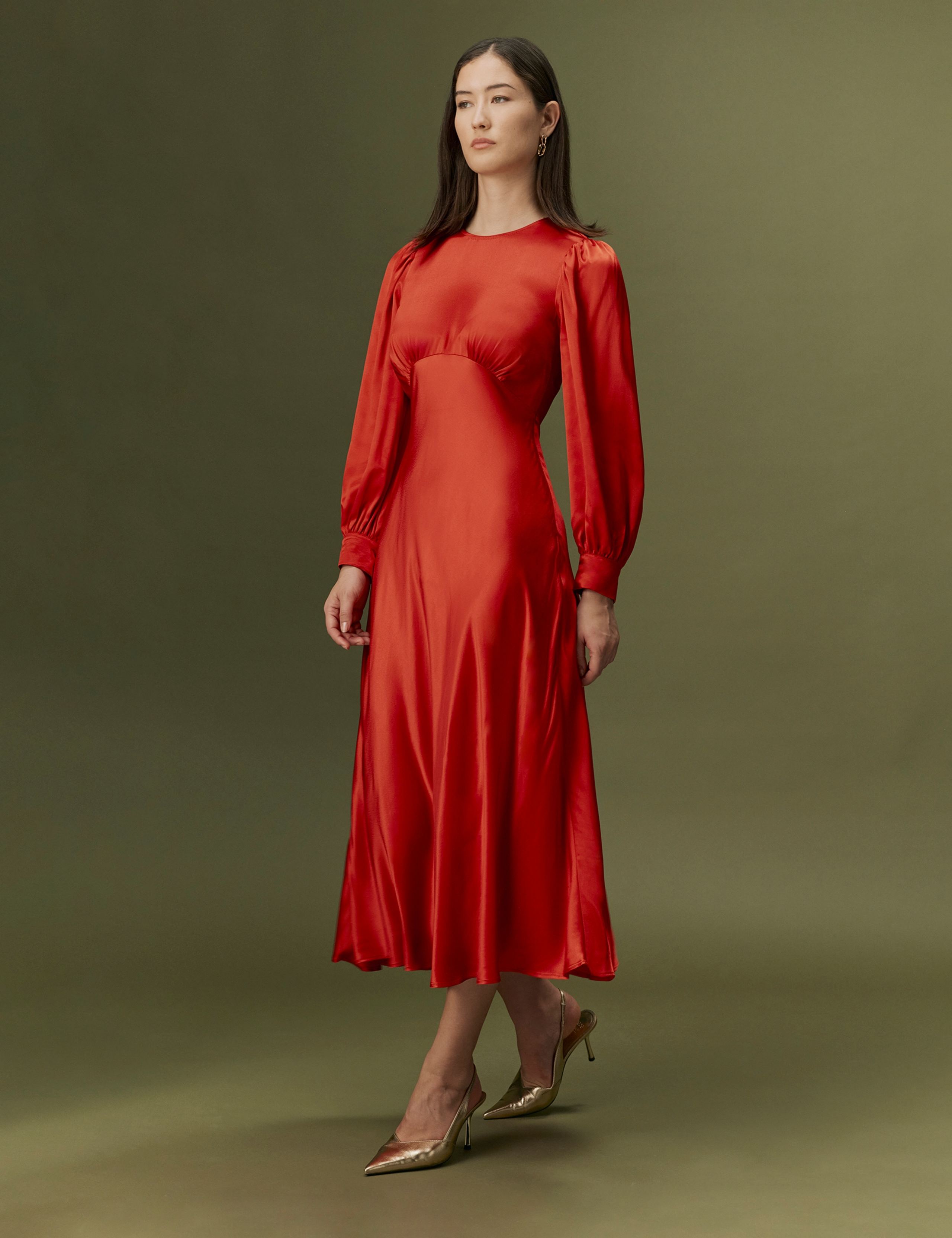 Satin Button Detail Midi Dress 7 of 10