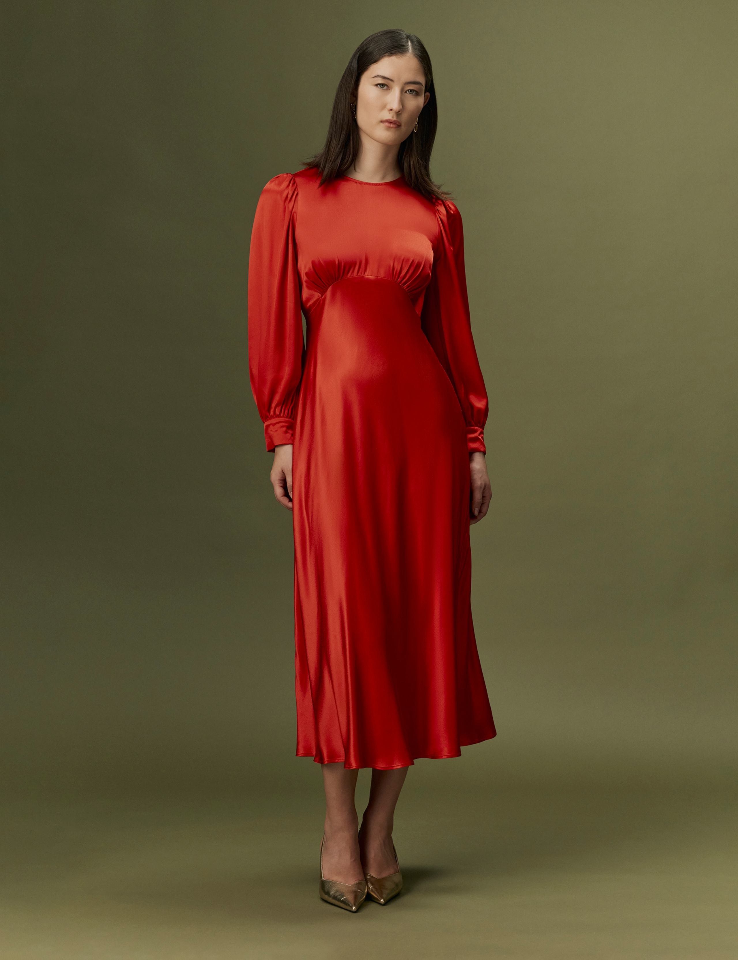 Satin Button Detail Midi Dress 8 of 10