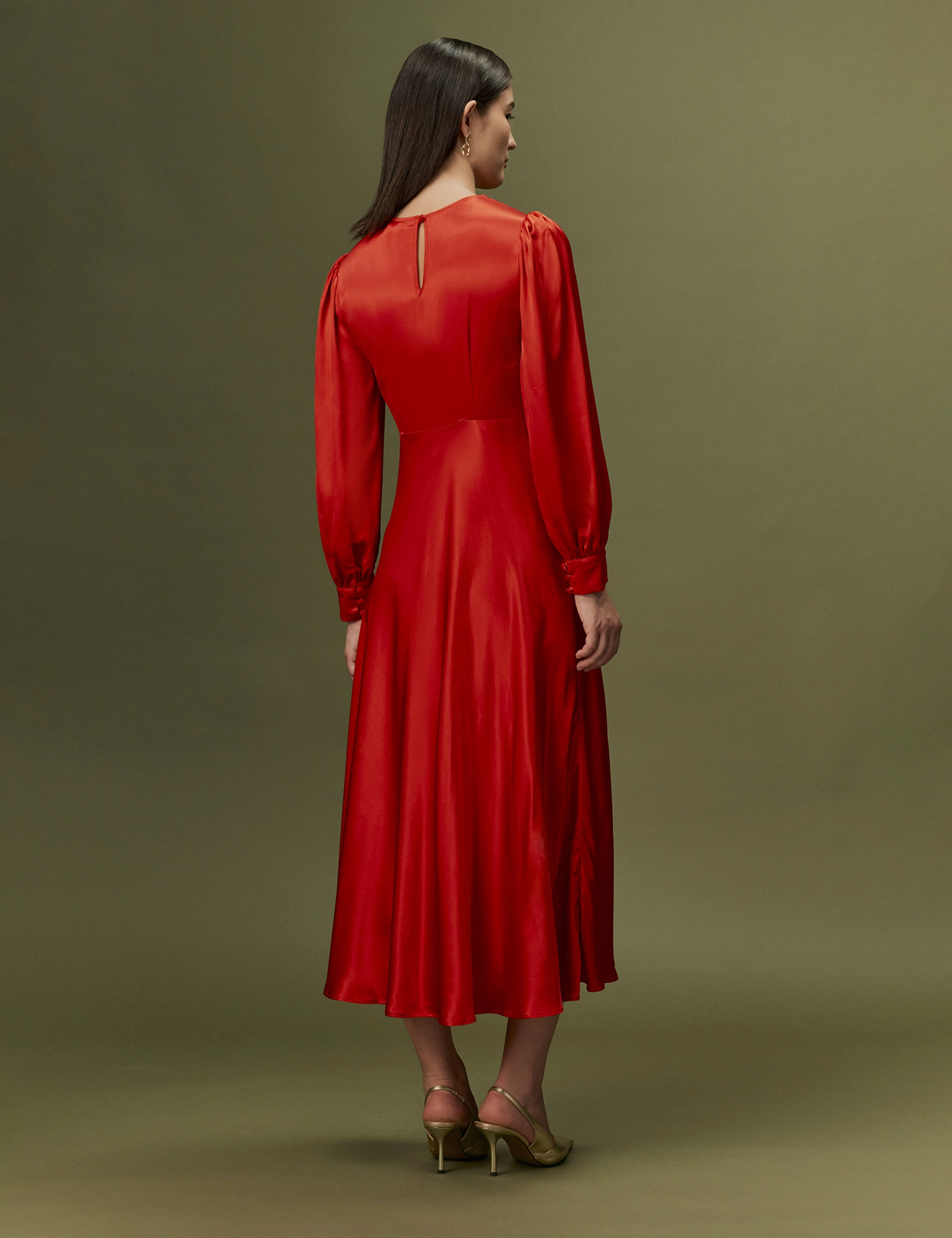 Satin Button Detail Midi Dress 9 of 10