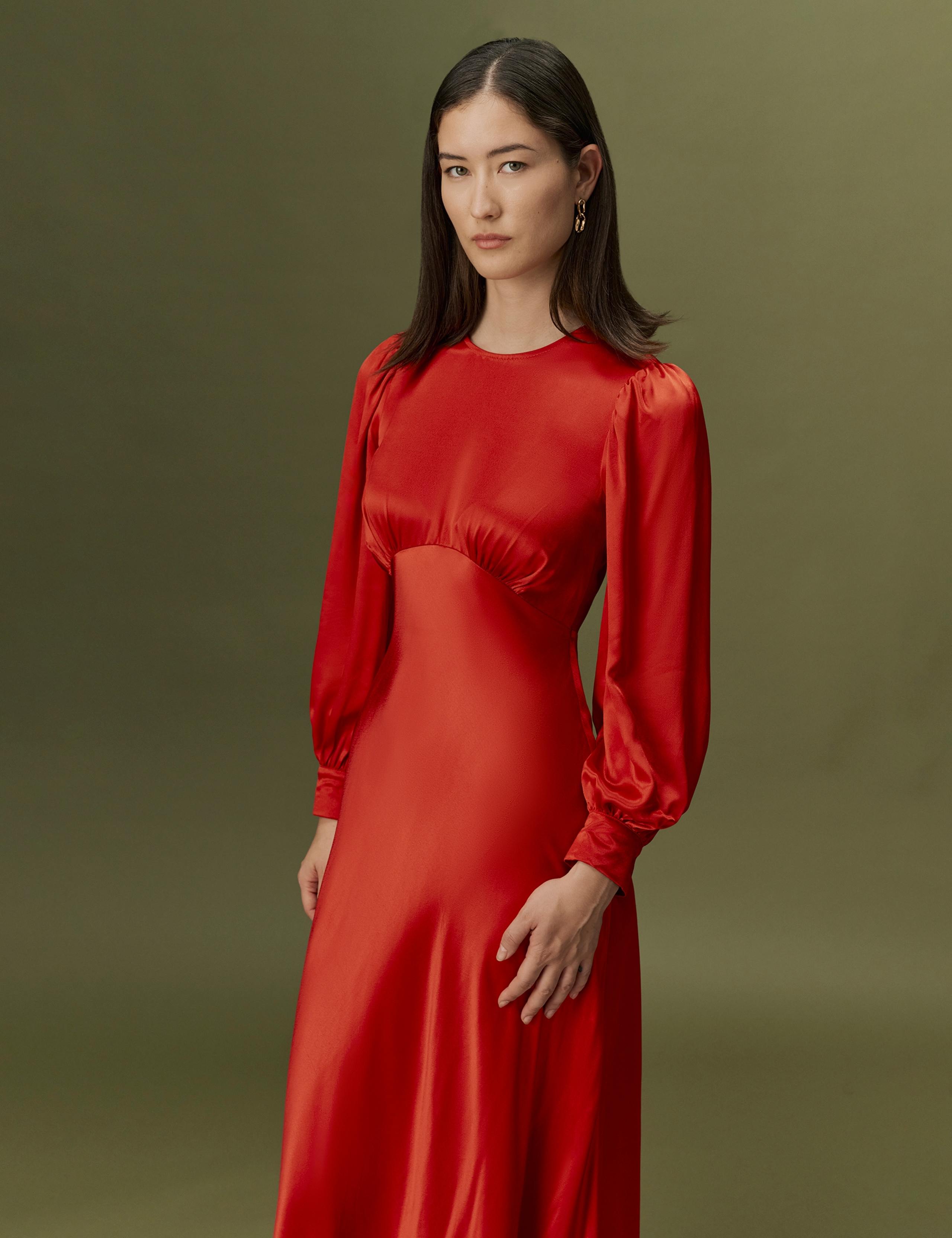 Satin Button Detail Midi Dress 10 of 10