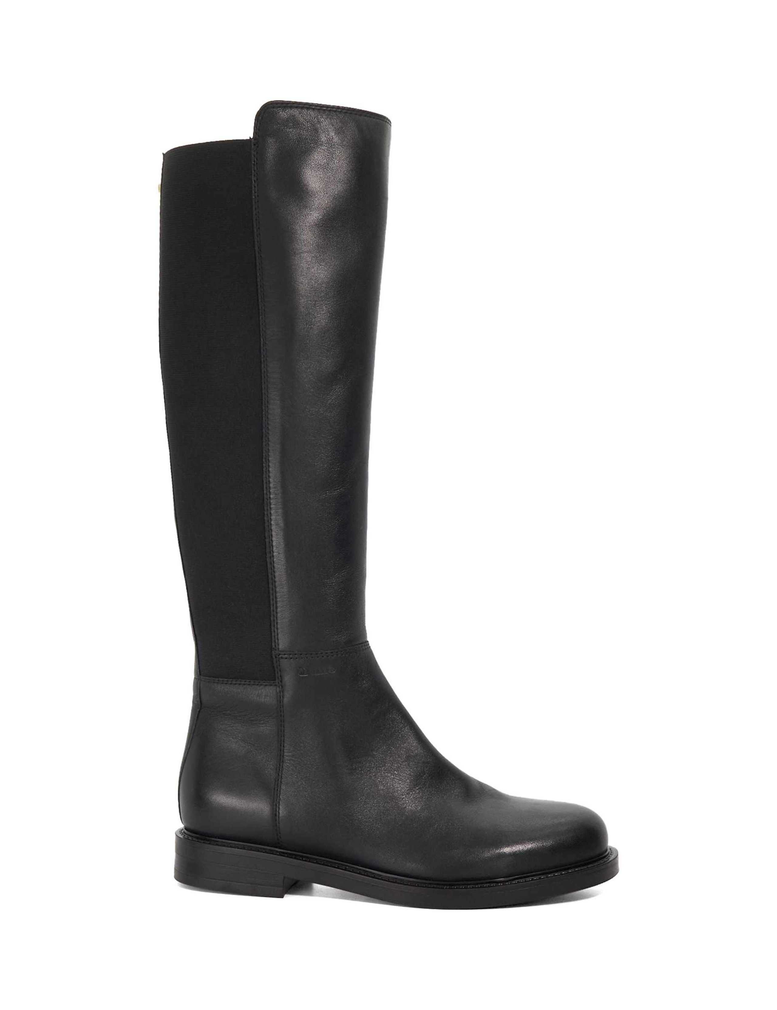 Leather Block Heel Knee High Boots 1 of 5
