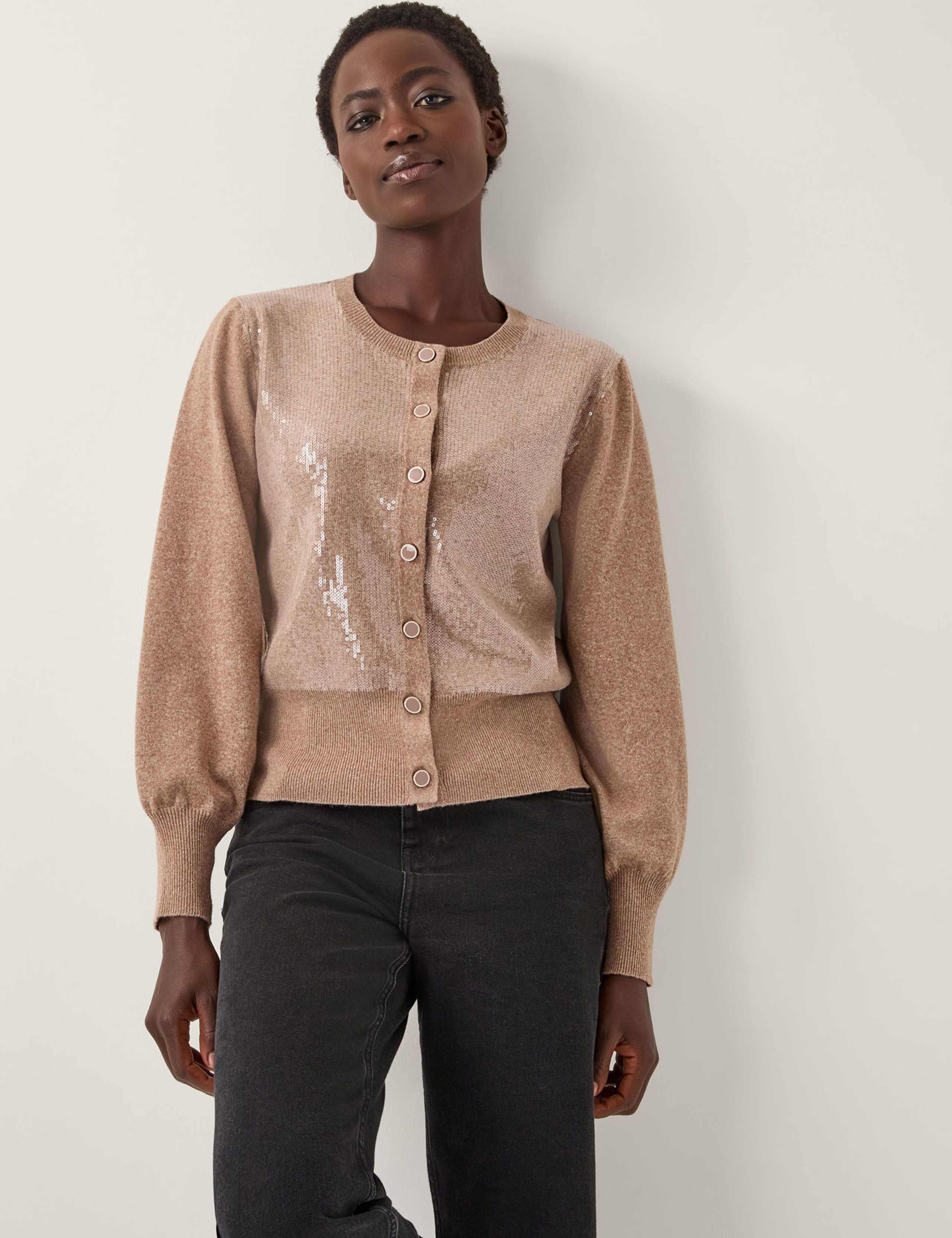 Sequin Crew Neck Cardigan 1 of 5
