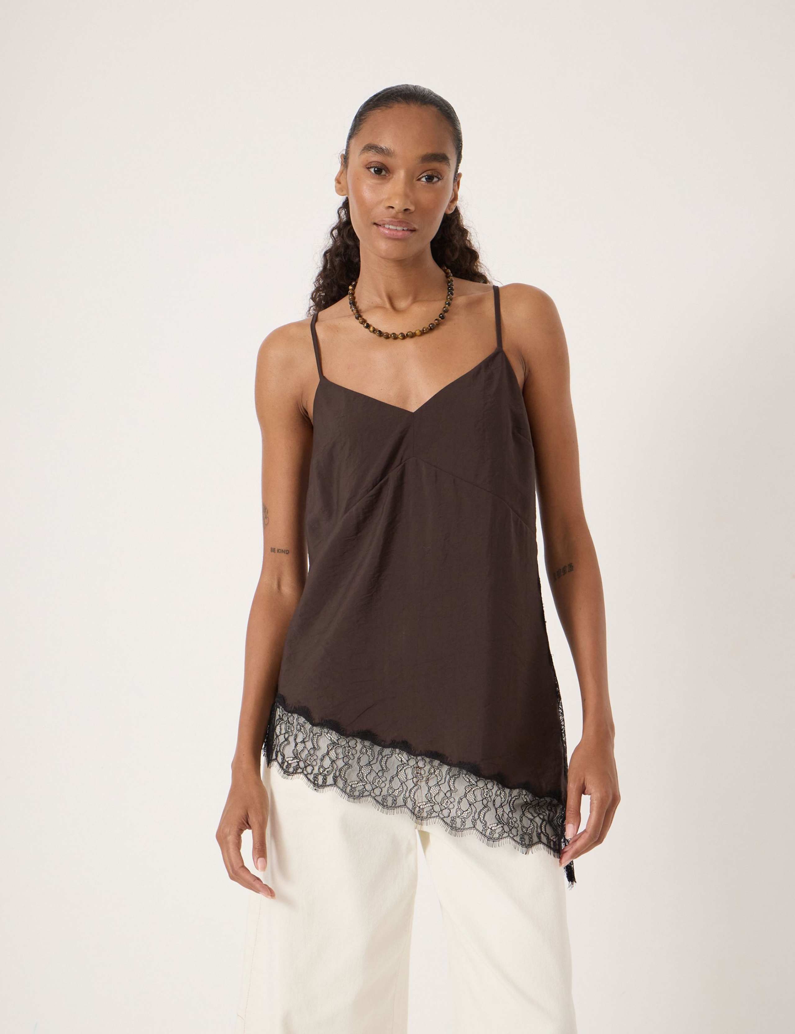 Asymmetric Lace Trim Cami Top 1 of 5