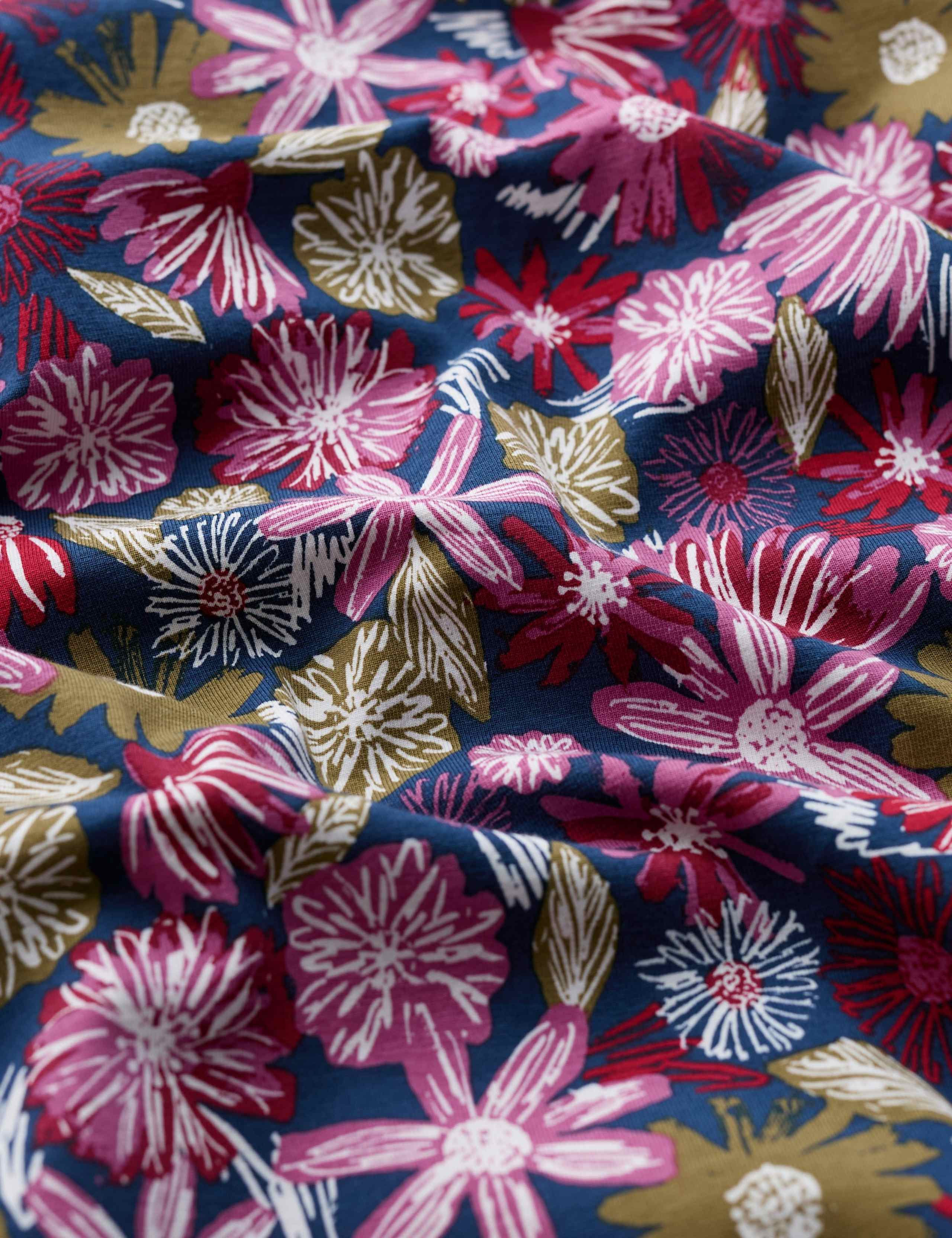 Cotton Rich Floral Midi Waisted Dress 3 of 6