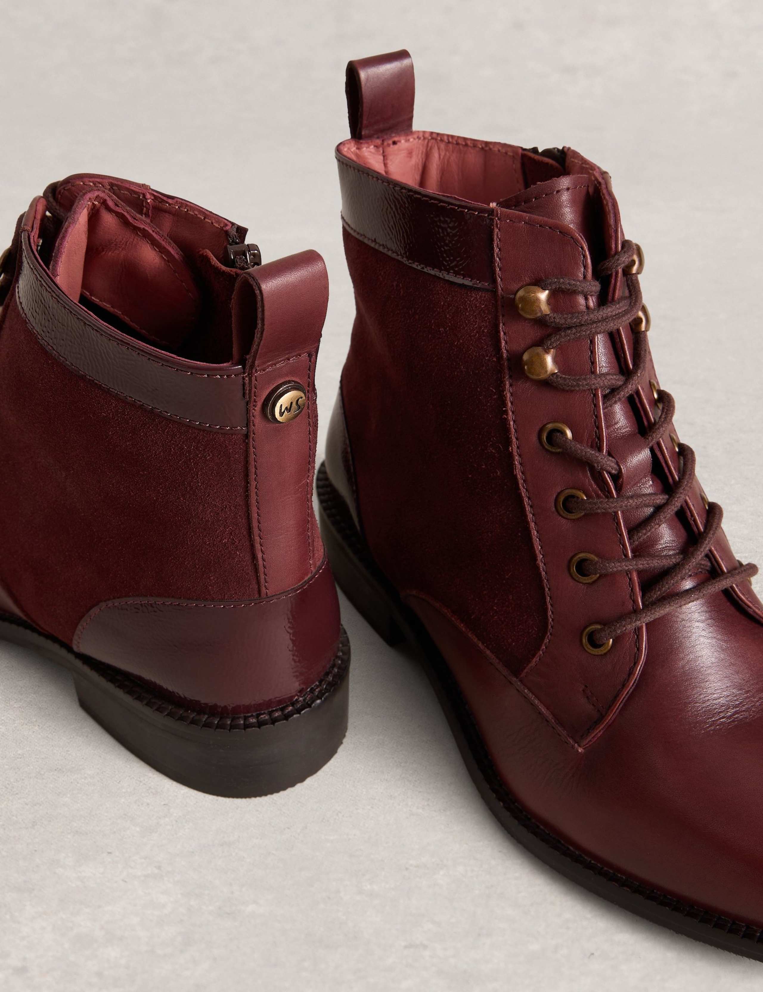 Leather Lace Up Round Toe Ankle Boots 4 of 4