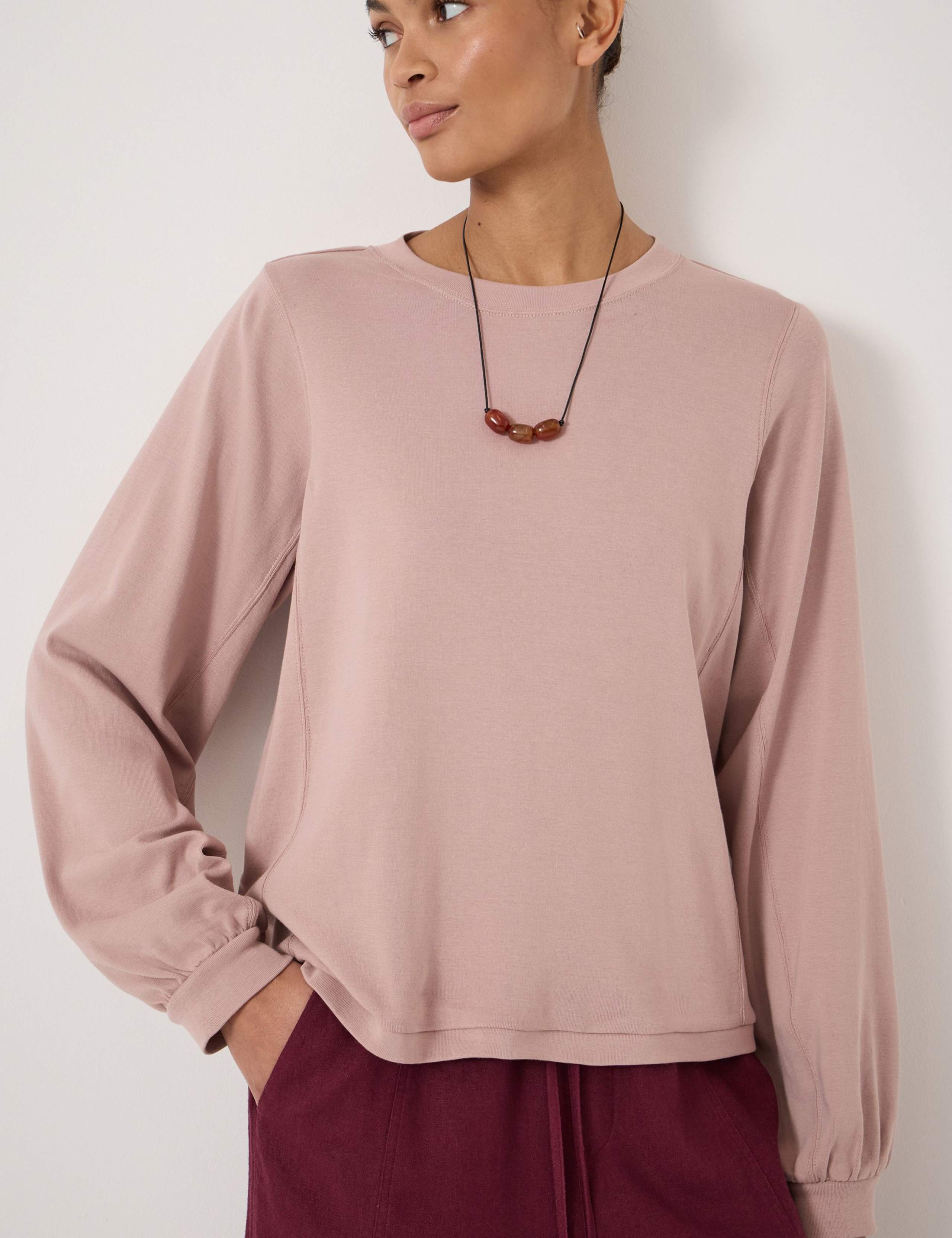 Pure Cotton Crew Neck Puff Sleeve Top 3 of 5