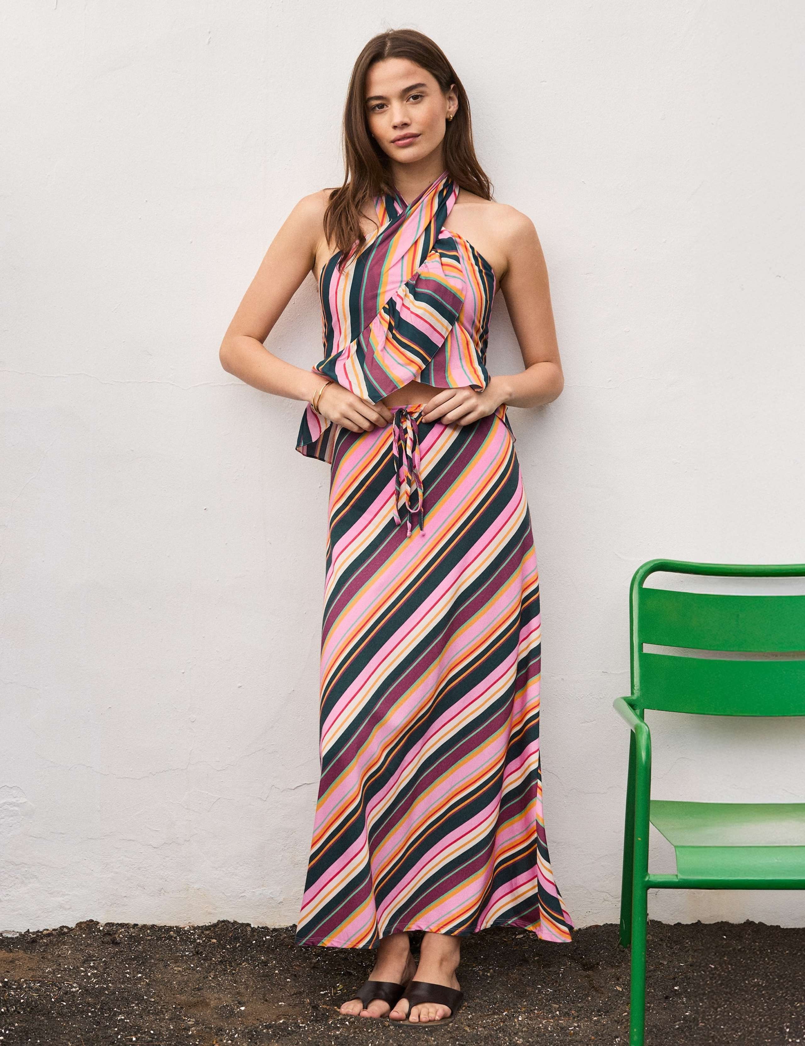 Pure Cotton Striped Halter Neck Wrap Top 4 of 4