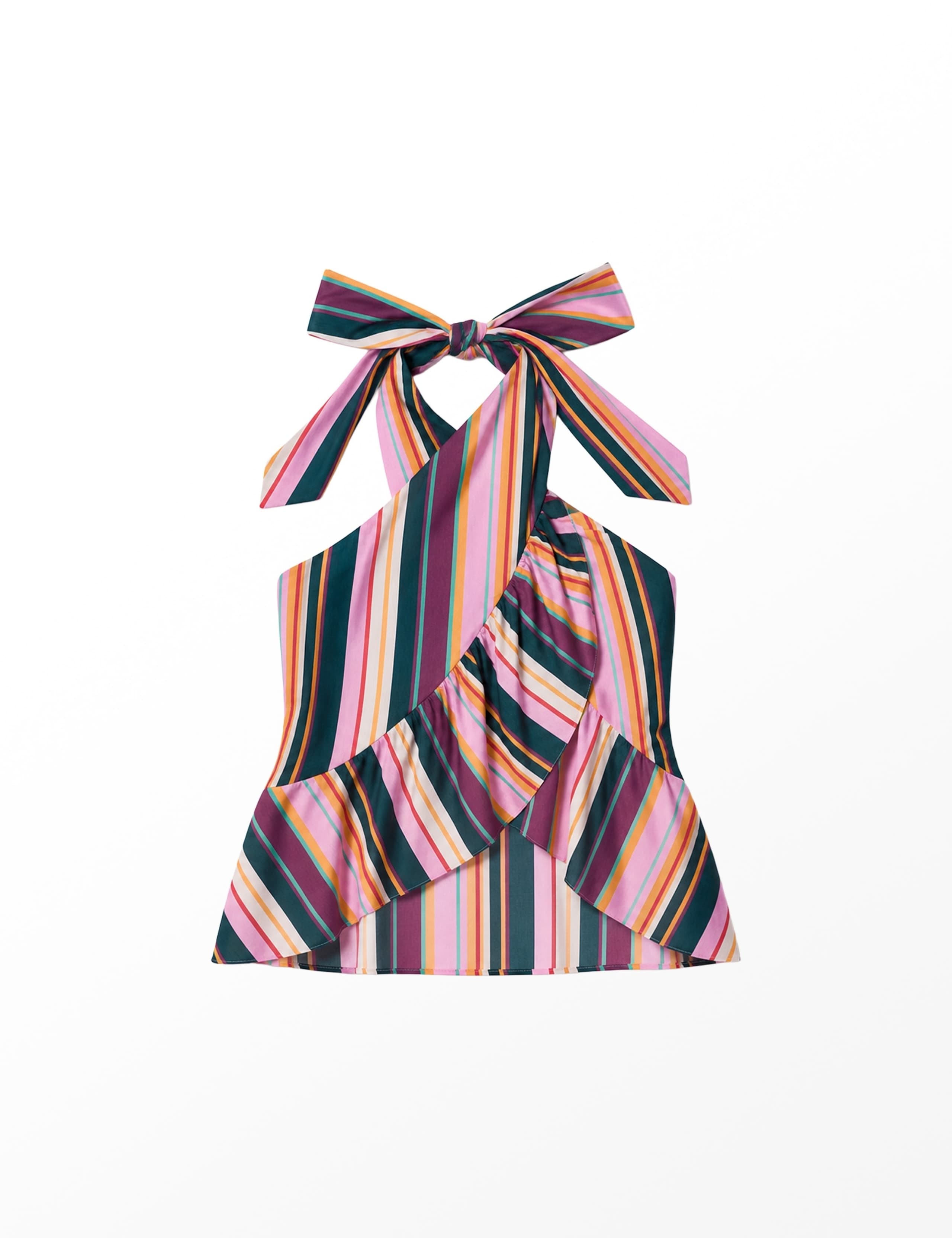 Pure Cotton Striped Halter Neck Wrap Top 2 of 4