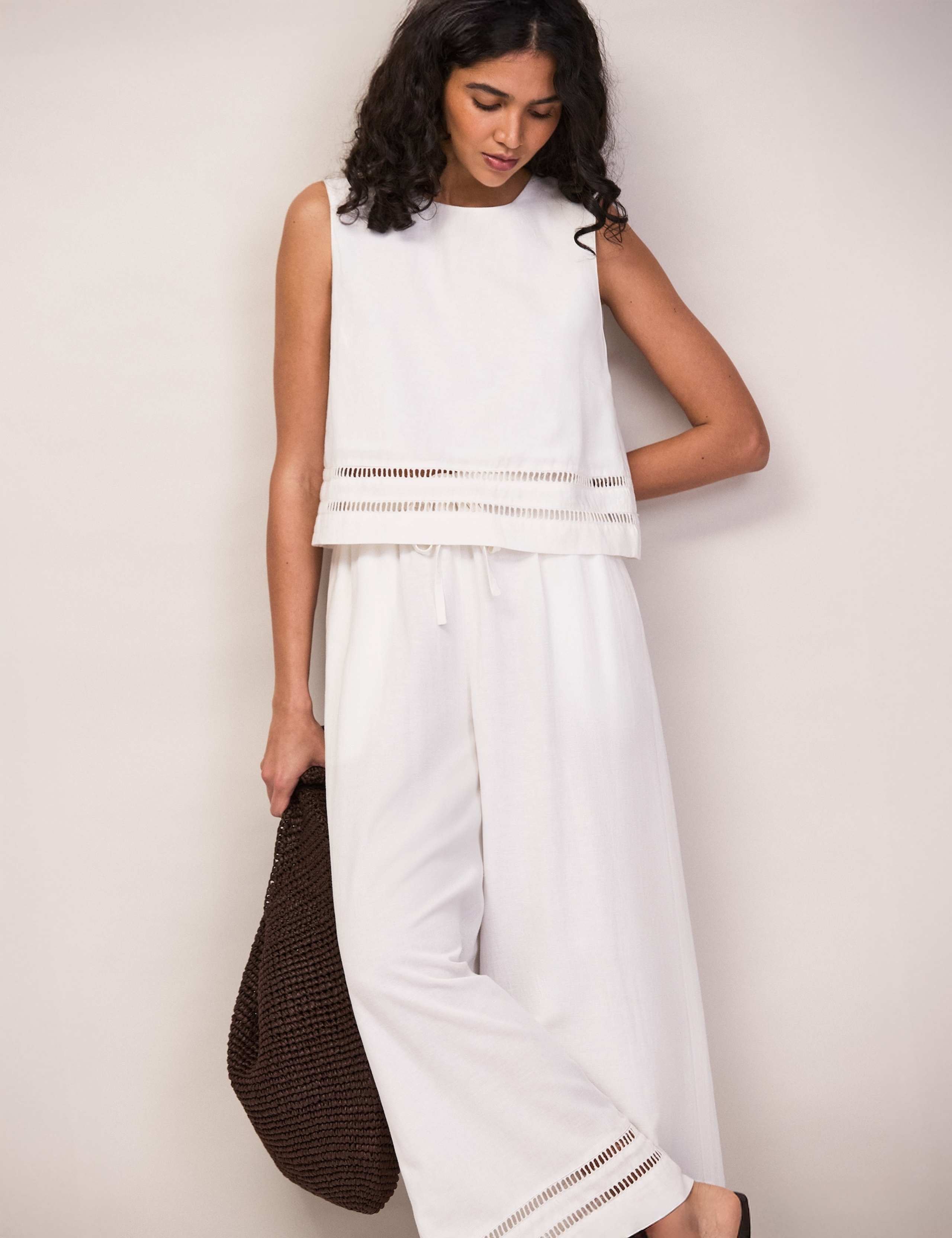Cotton Blend Ladder Lace Cropped Shell Top 5 of 6