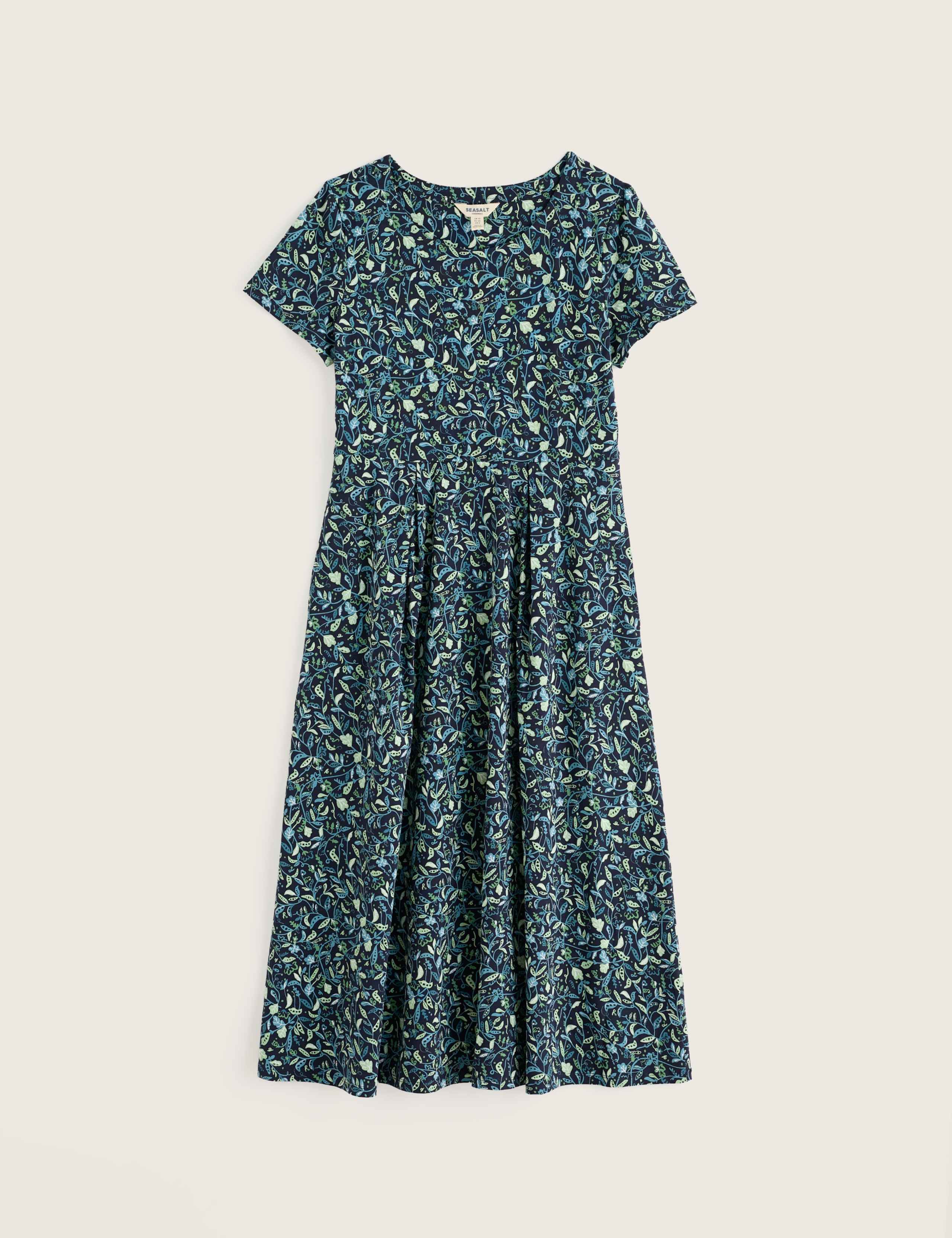 Cotton Rich Floral Midi Waisted Dress 2 of 5