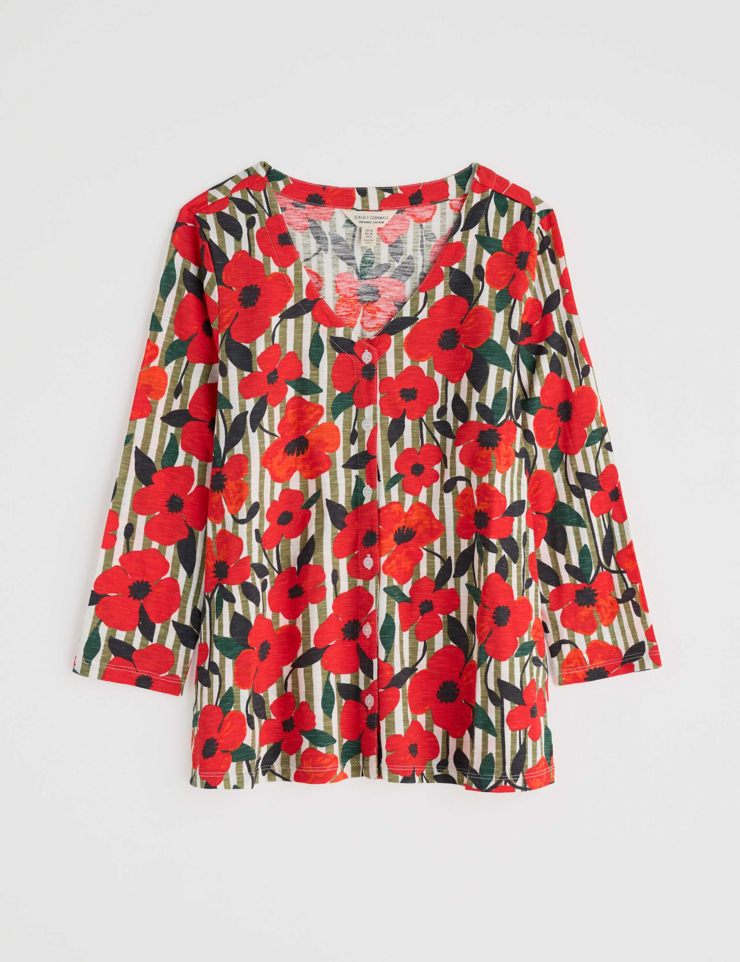 Pure Cotton Floral Striped Relaxed Top 2 of 5