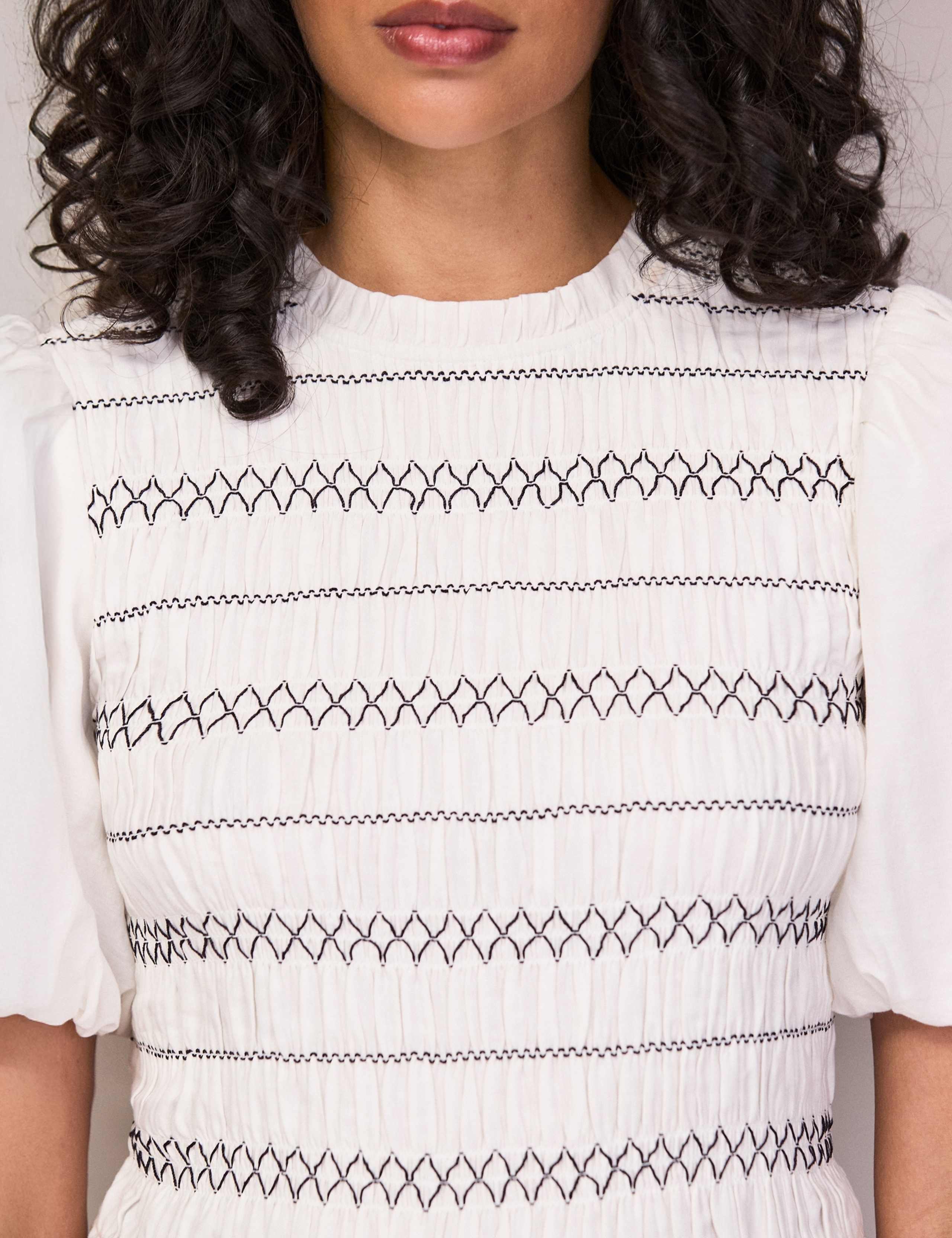 Cotton Rich Shirred Puff Sleeve Top 7 of 8