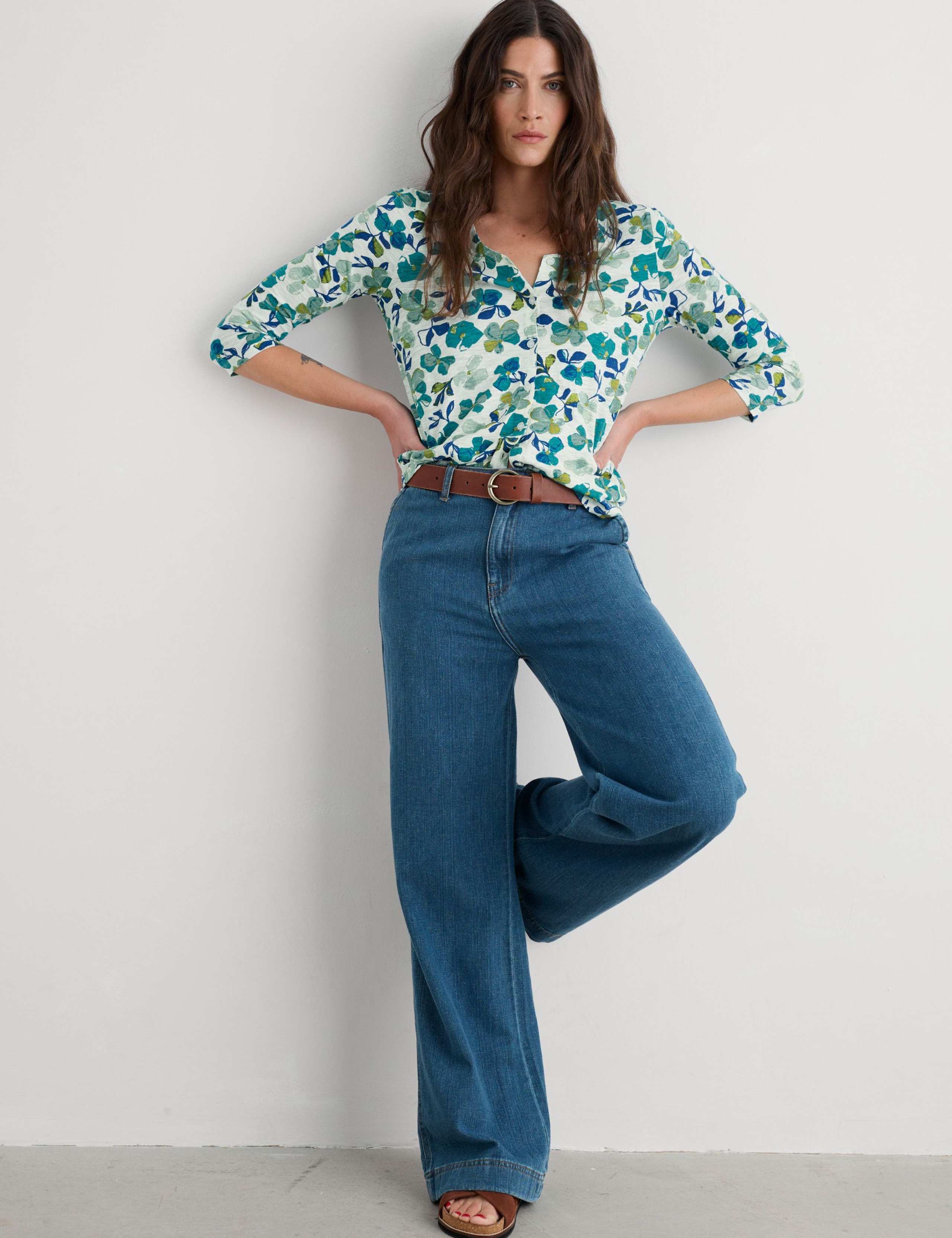 Pure Cotton Jersey Floral Top 1 of 5