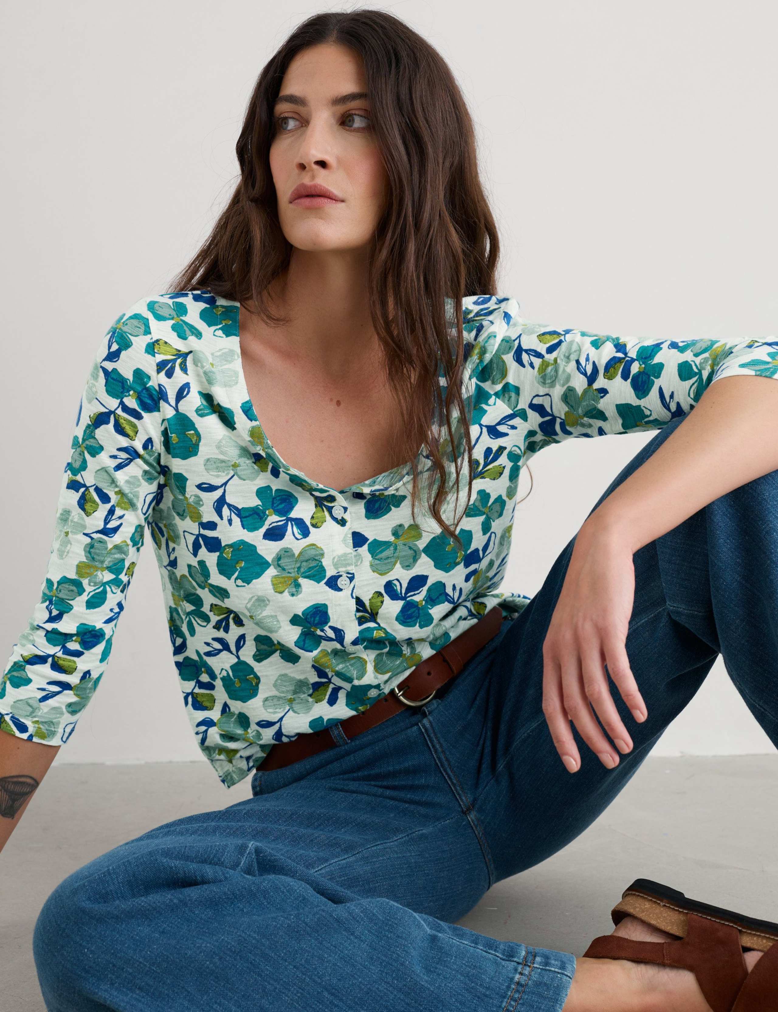 Pure Cotton Jersey Floral Top 4 of 5