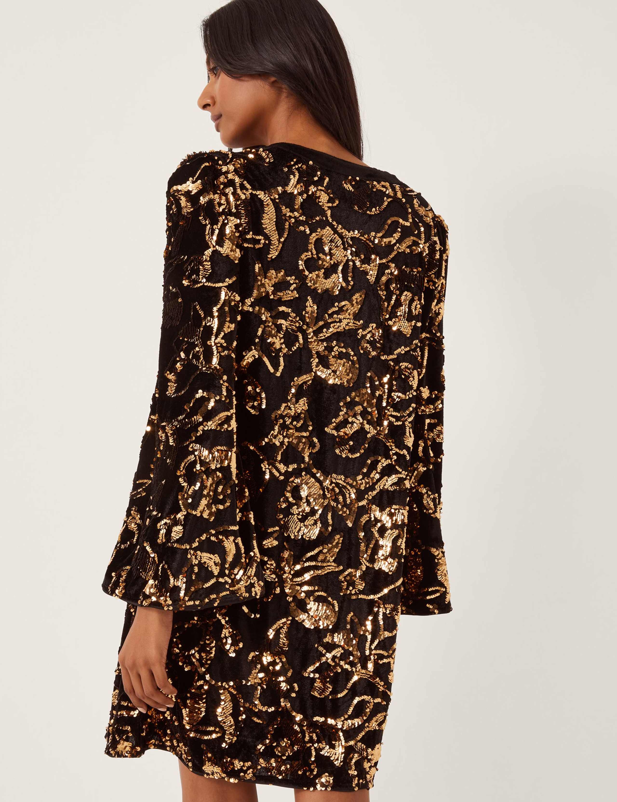 Sequin Bow Detail Knee Length Swing Dress 3 of 4