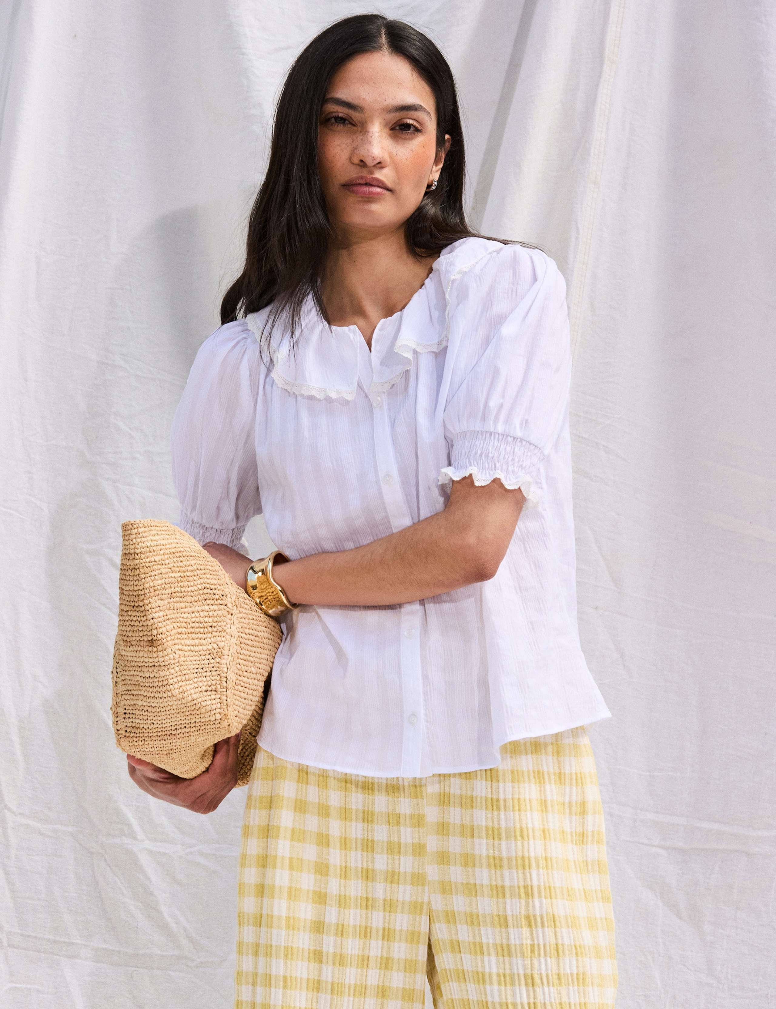 Cotton Rich Lace Trim Top 1 of 5