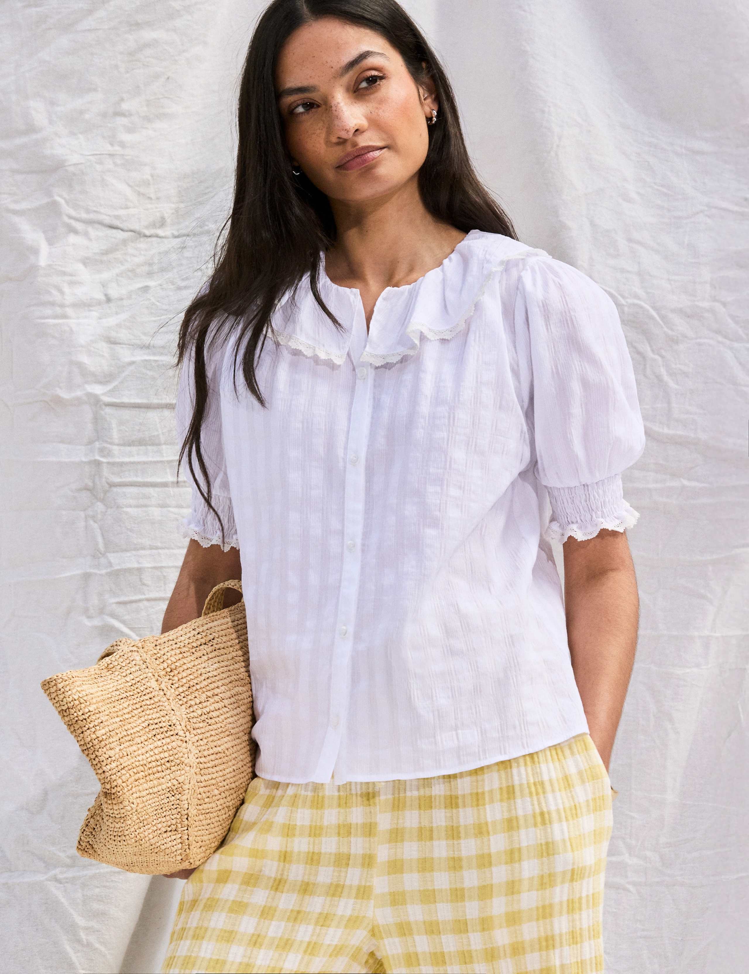 Cotton Rich Lace Trim Top 4 of 5