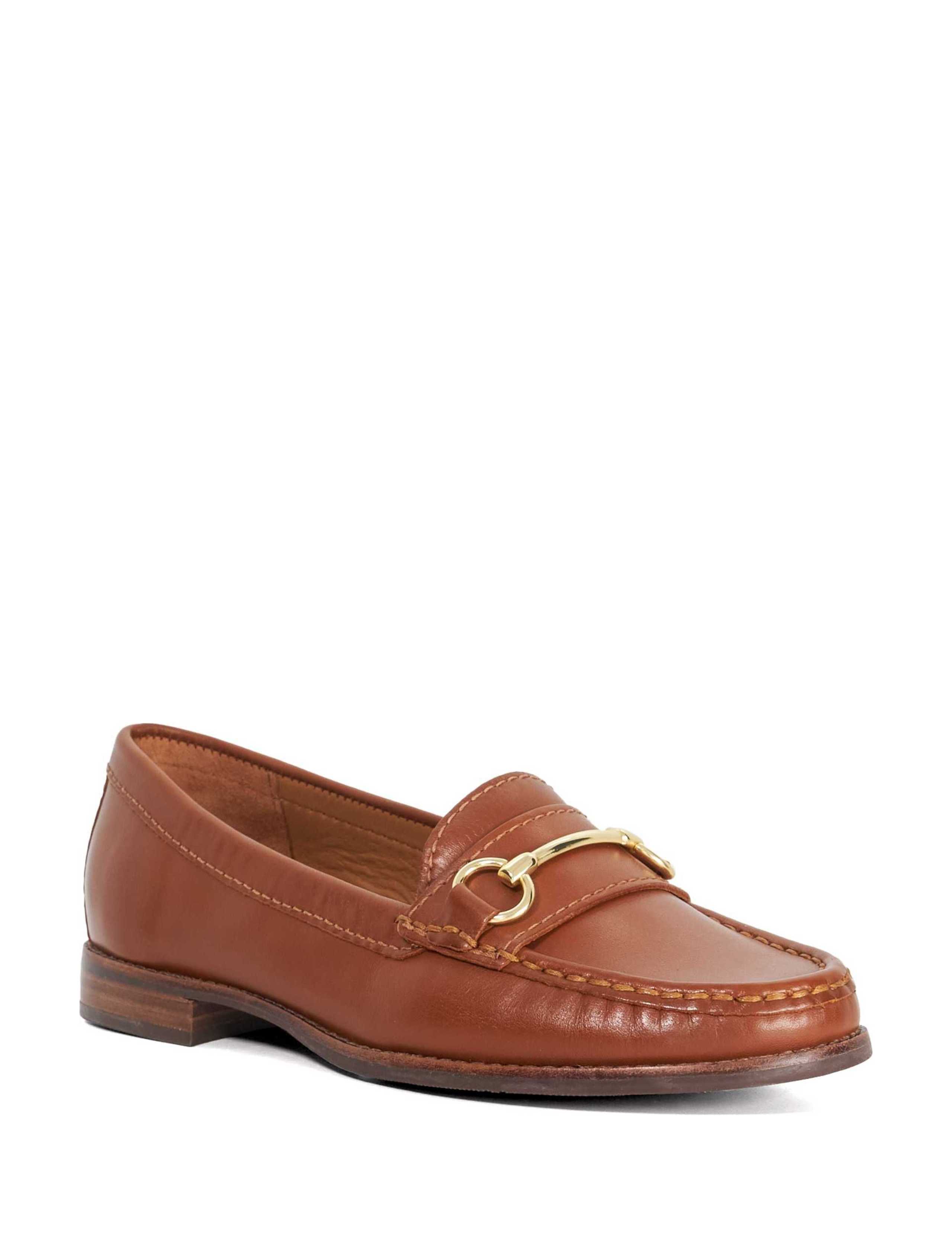 Wide Fit Leather Snaffle Trim Flat Loafers 3 of 6