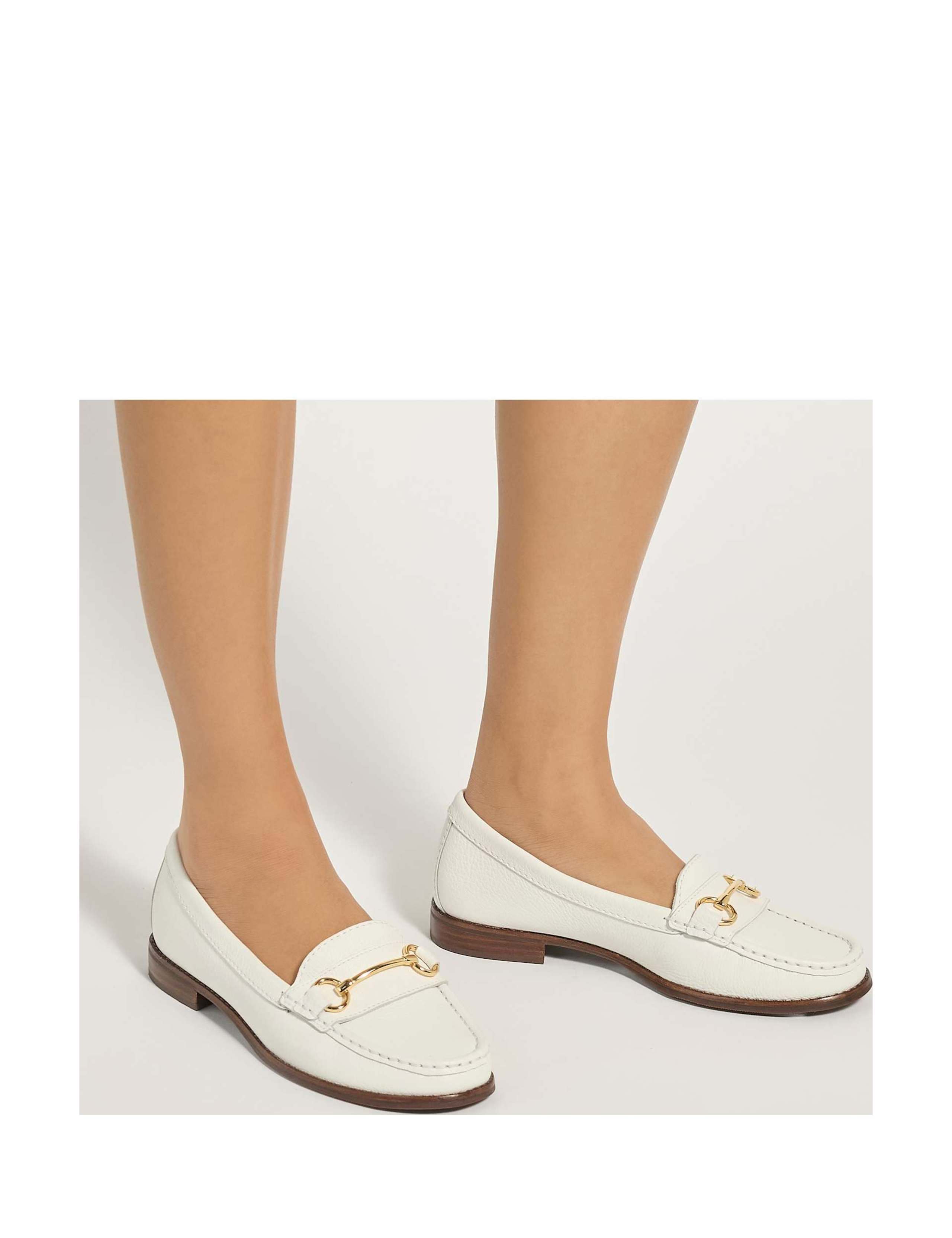 Wide Fit Leather Snaffle Trim Flat Loafers 4 of 6