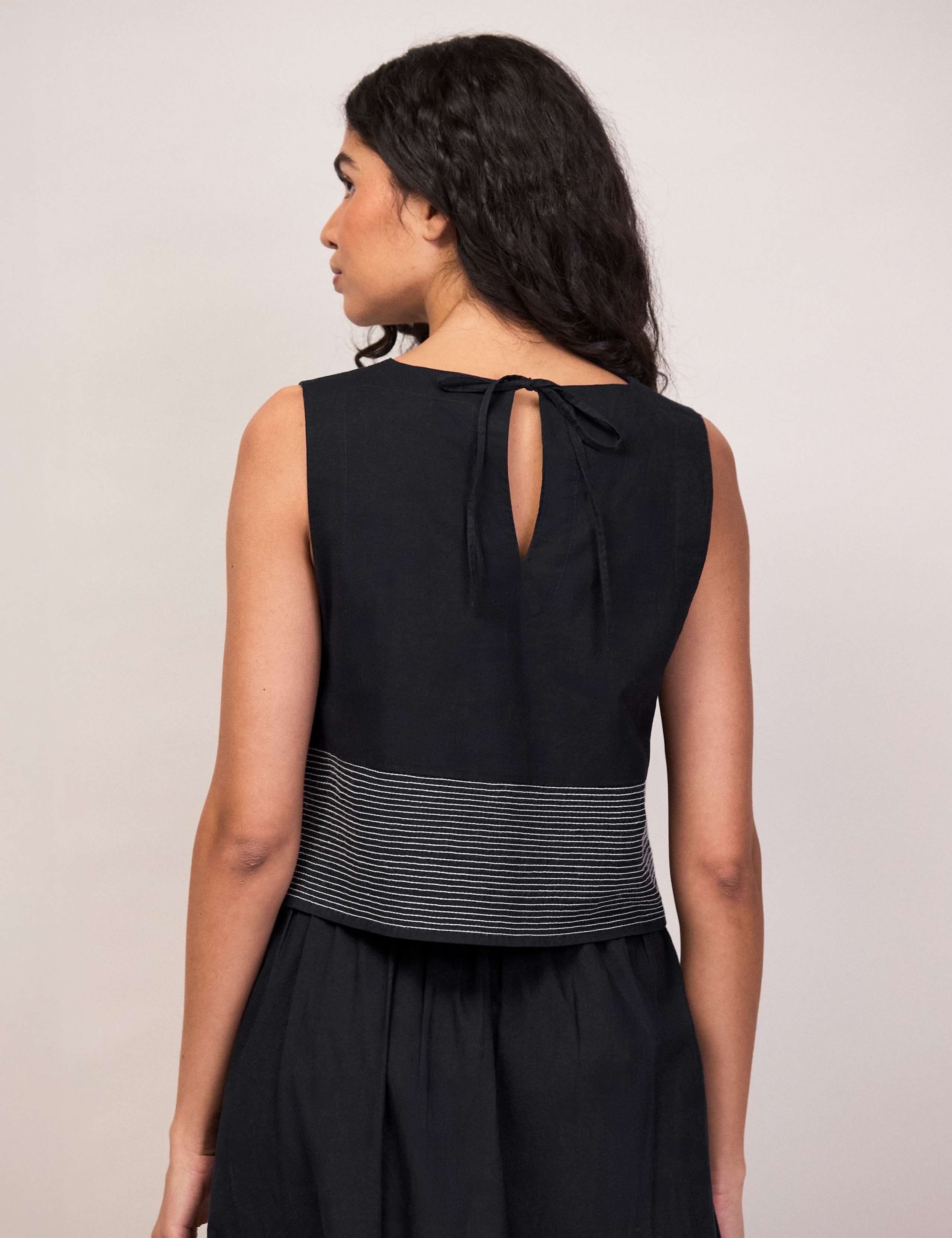 Pure Cotton Keyhole Contrast Shell Top 5 of 6
